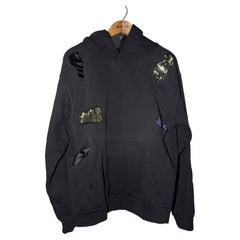 J Dauphin Patch Work Hoodie Organic Cotton Black Blue Gold Sequin Silk
