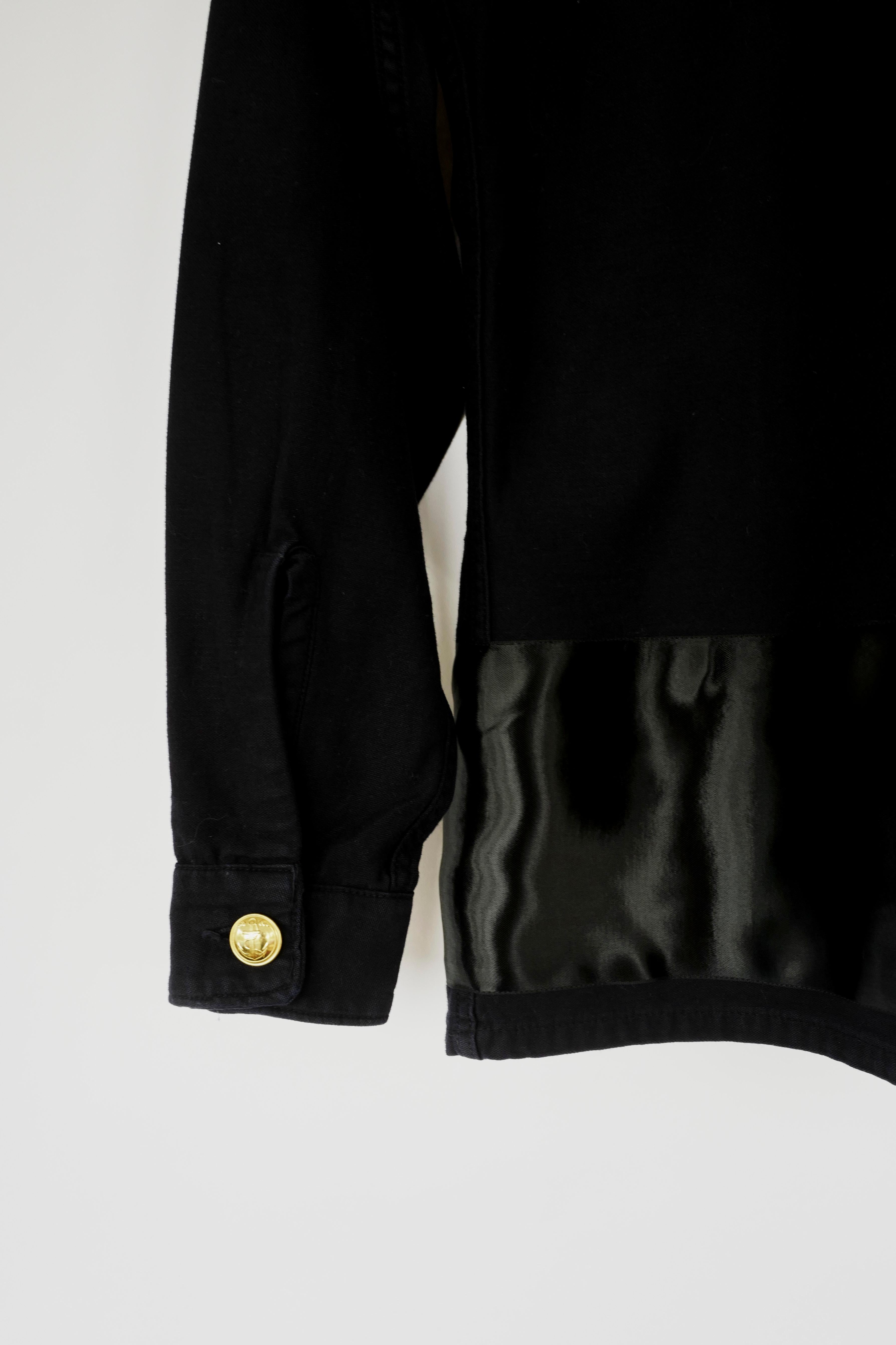 Black Embellished Shirt Jacket Military Gold Lurex Satin Ribbon J Dauphin 