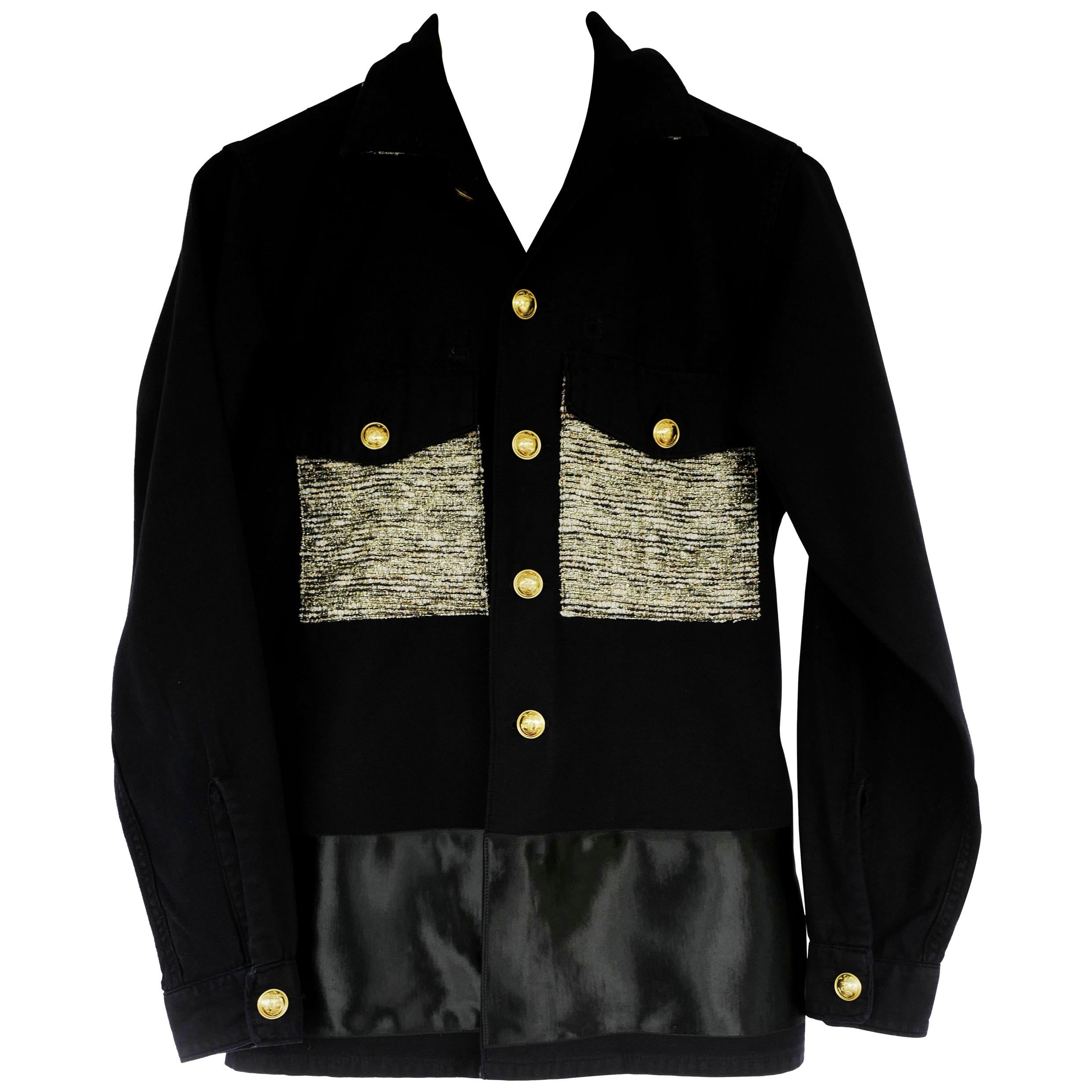 Embellished Shirt Jacket Military Gold Lurex Satin Ribbon J Dauphin 