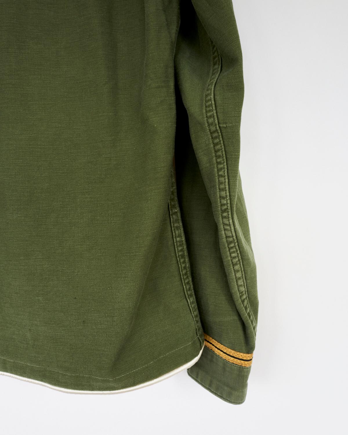 Embellished Fringe Green Military Jacket Gold Button Silk Collar J Dauphin 1