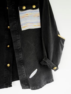 Embellished Oversize Jacket Grey Gold Buttons Light Blue Tweed J Dauphin