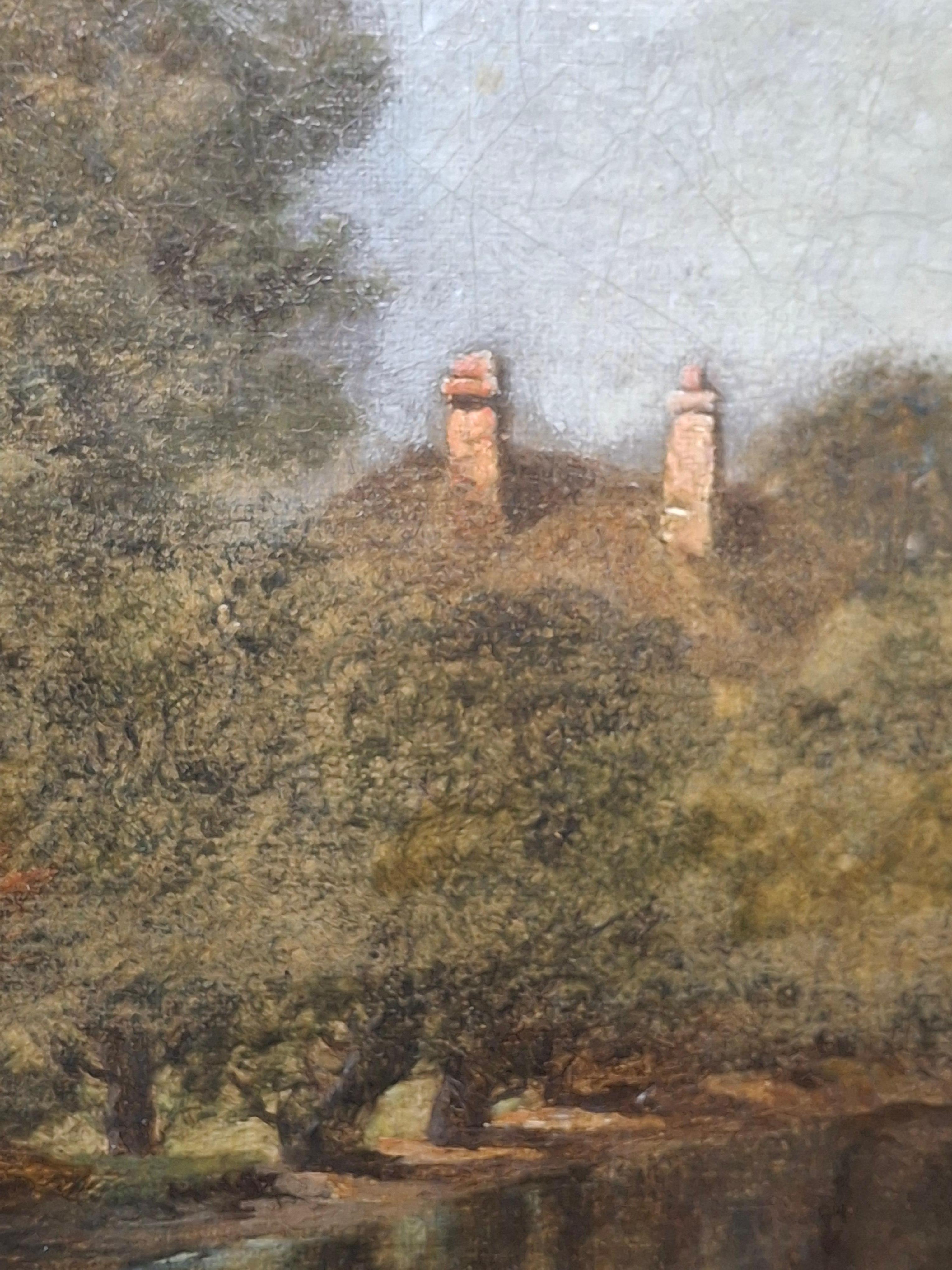 Paisaje con río y figuras de J. De Fleury en venta 9