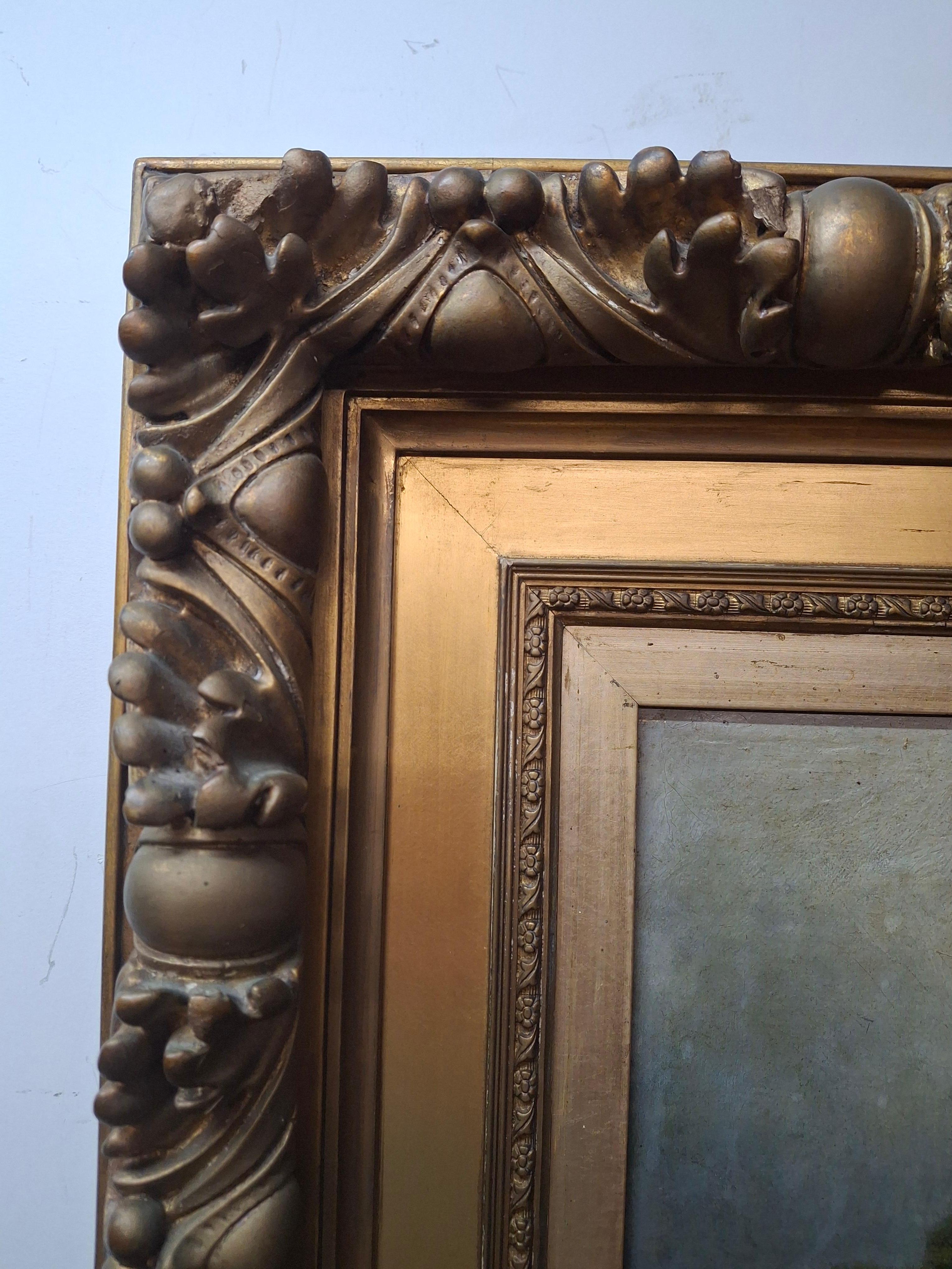 Paisaje con río y figuras de J. De Fleury en venta 11