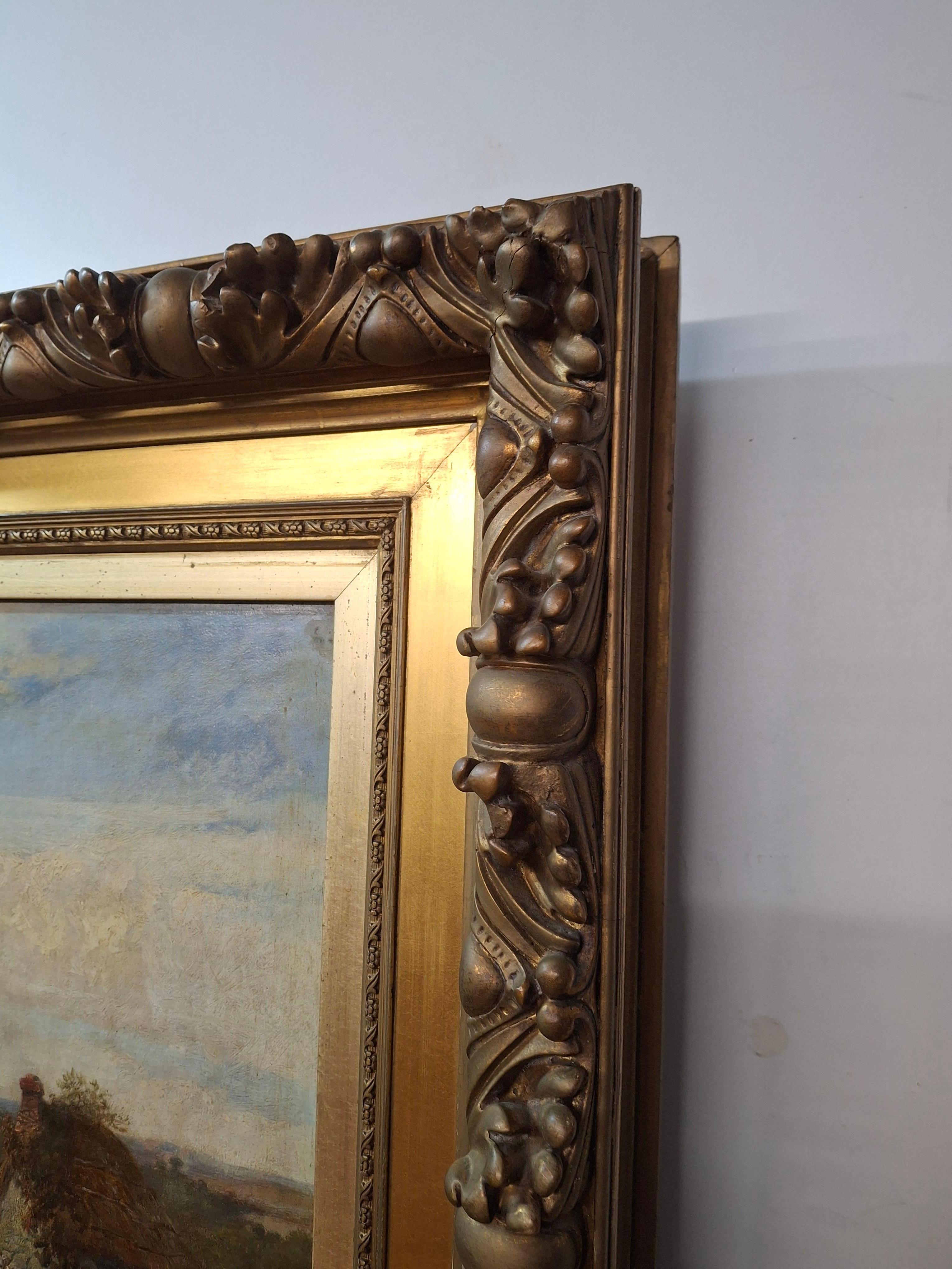 Paisaje con río y figuras de J. De Fleury en venta 14