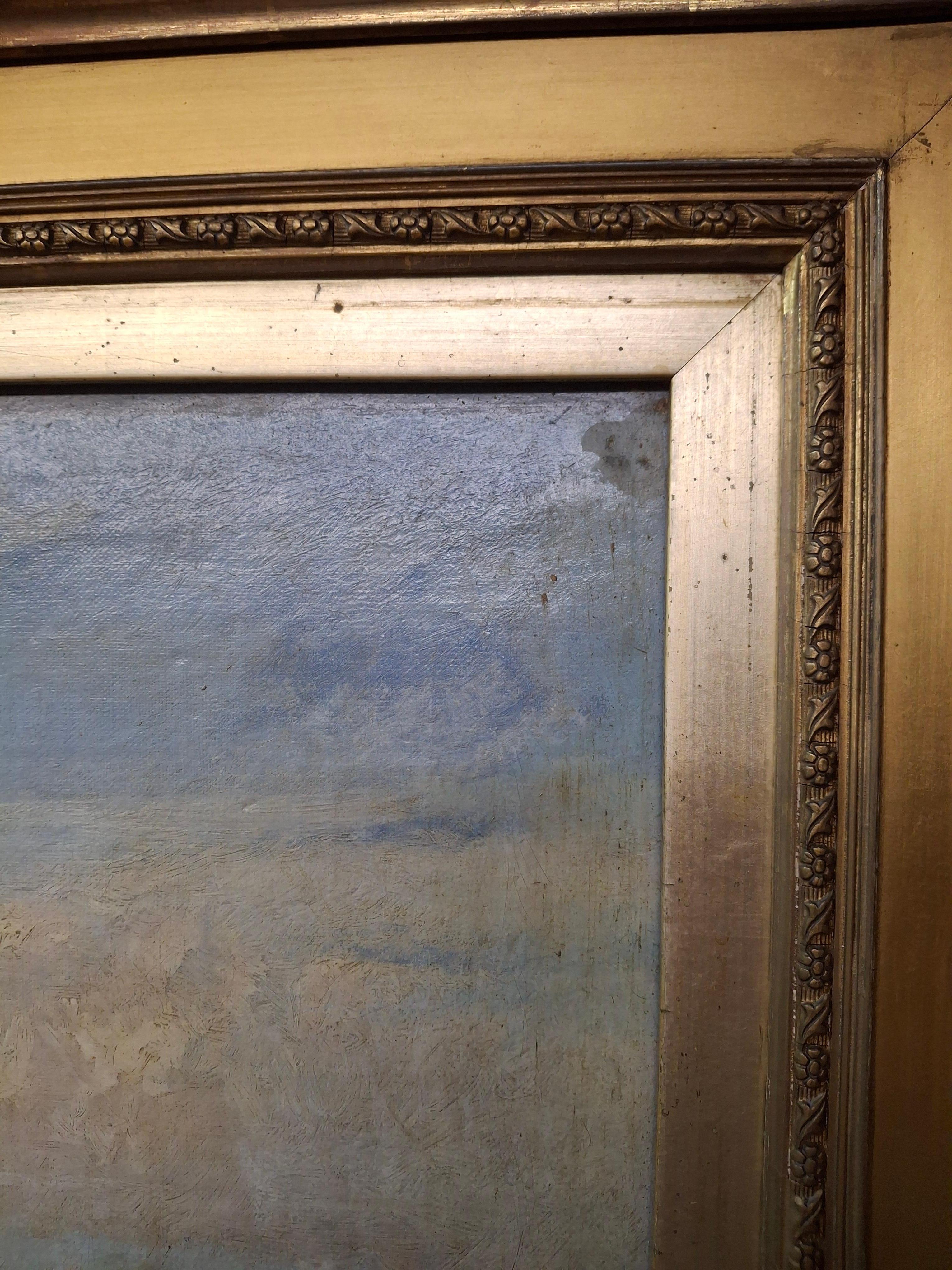 Paisaje con río y figuras de J. De Fleury en venta 4