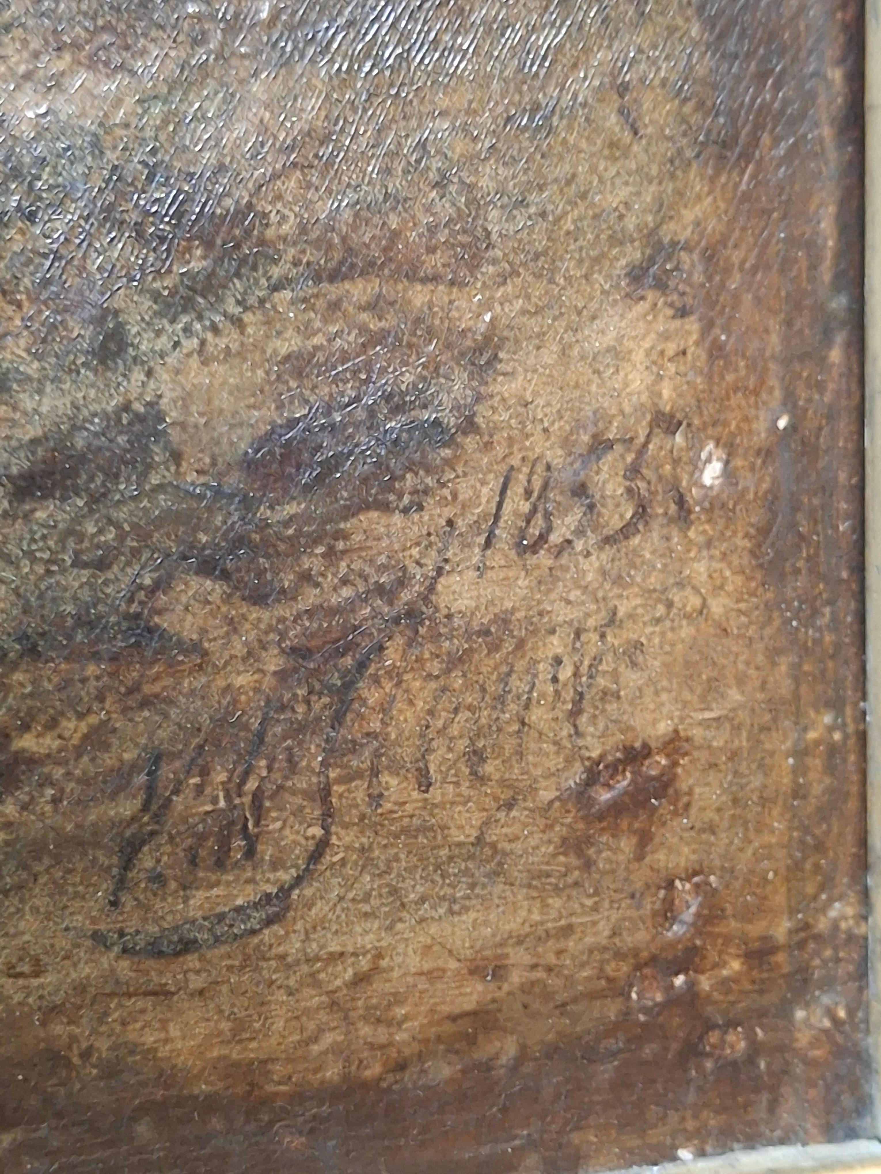 Paisaje con río y figuras de J. De Fleury en venta 8