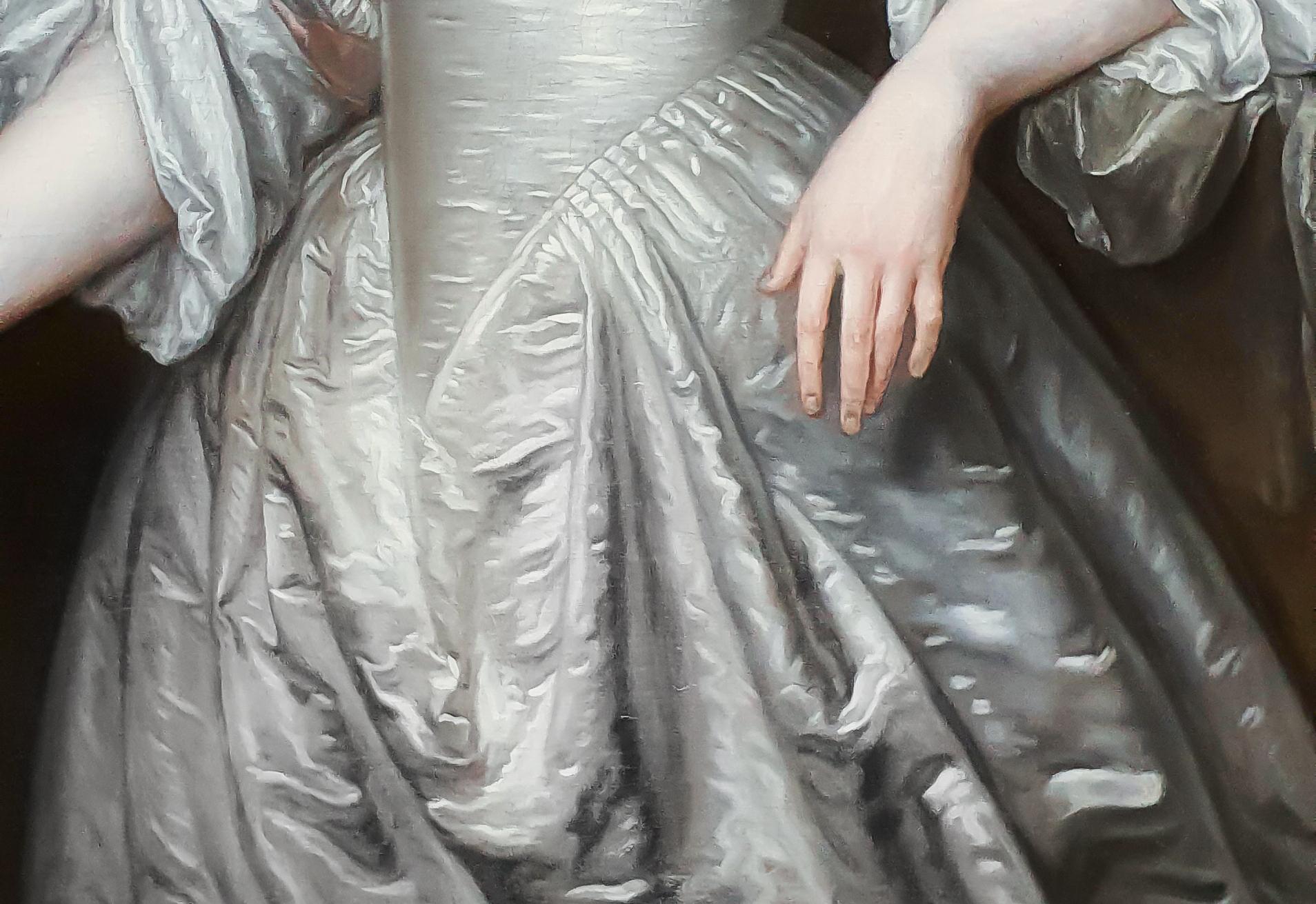 Portrait of Charlotte Stanley, Countess of Derby, Antique oil on canvas painting - Black Portrait Painting by J. de Langhe