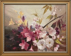 Bouquet de fleurs - Nature morte vintage peinte par un artiste du XXe siècle