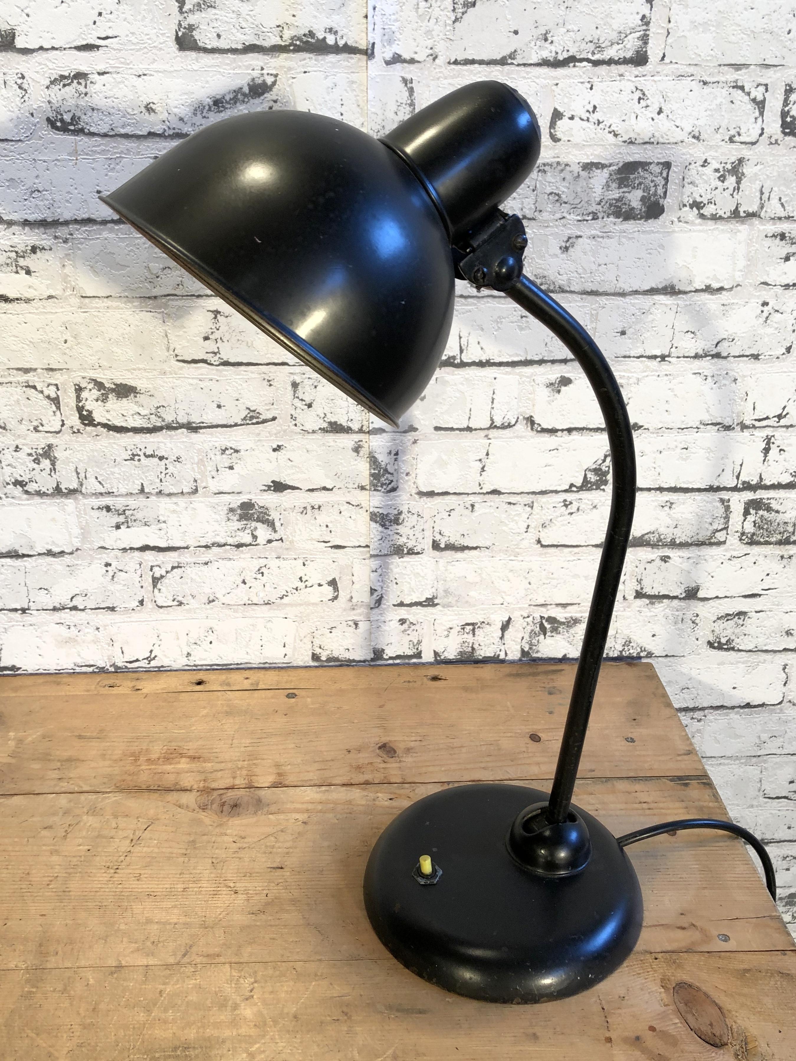 Rare edition Kaiser Idell model 6551 desk lamp designed by Bauhaus designer Christian Dell. This model was manufactured in 1930s and embossed 'Original Jdell' on the shade instead of the 'Kaiser-Idell Original' on the later models. Good vintage