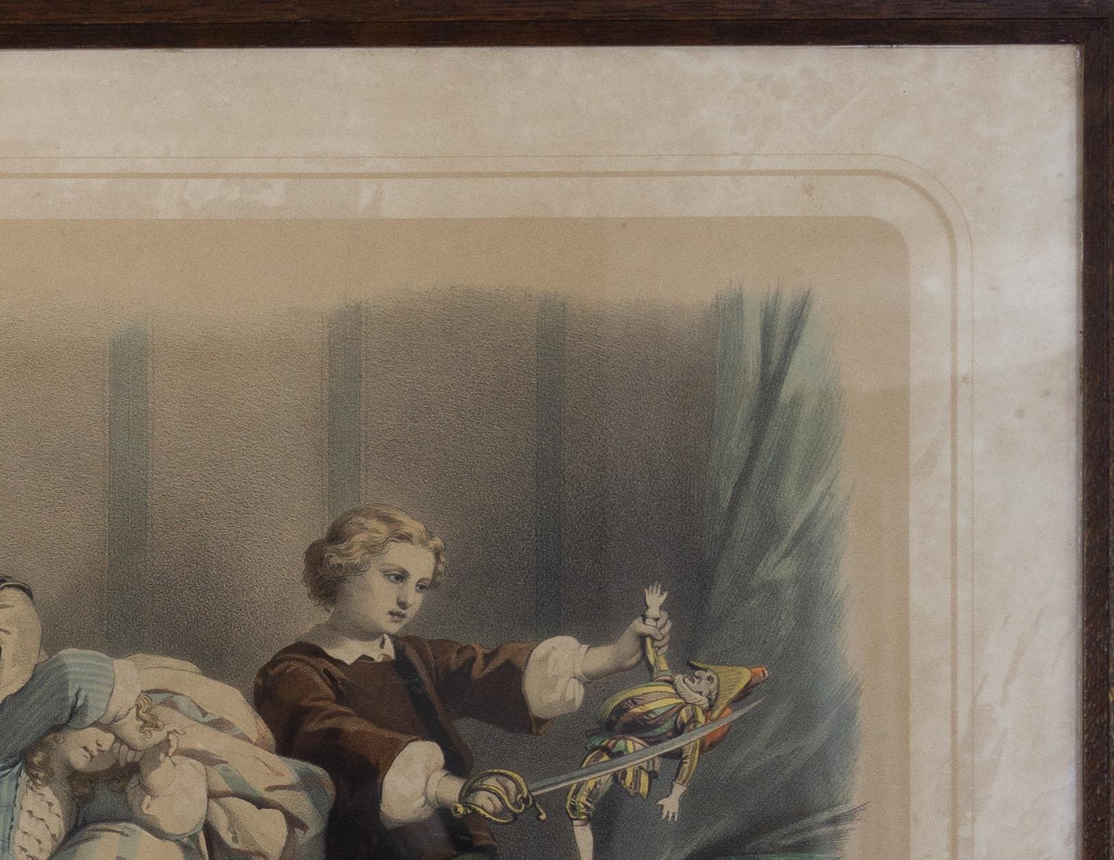 J. Desandre Sparen Sie den Rod und Löschen Sie das Kind, Kupferstich, 19. Jahrhundert  (Graviert) im Angebot