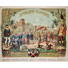 Circa 1890 Original poster La Cochinchine et le Tonkin unies à la France