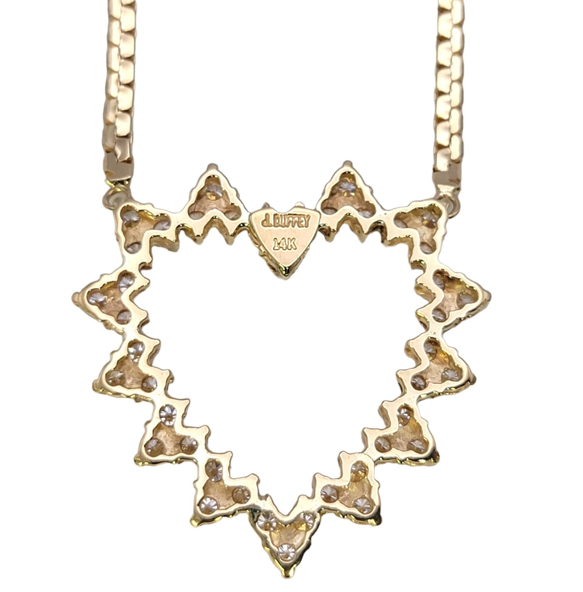 J. Duffey, collier pendentif cœur ouvert en or jaune 14 carats et diamants en vente 6