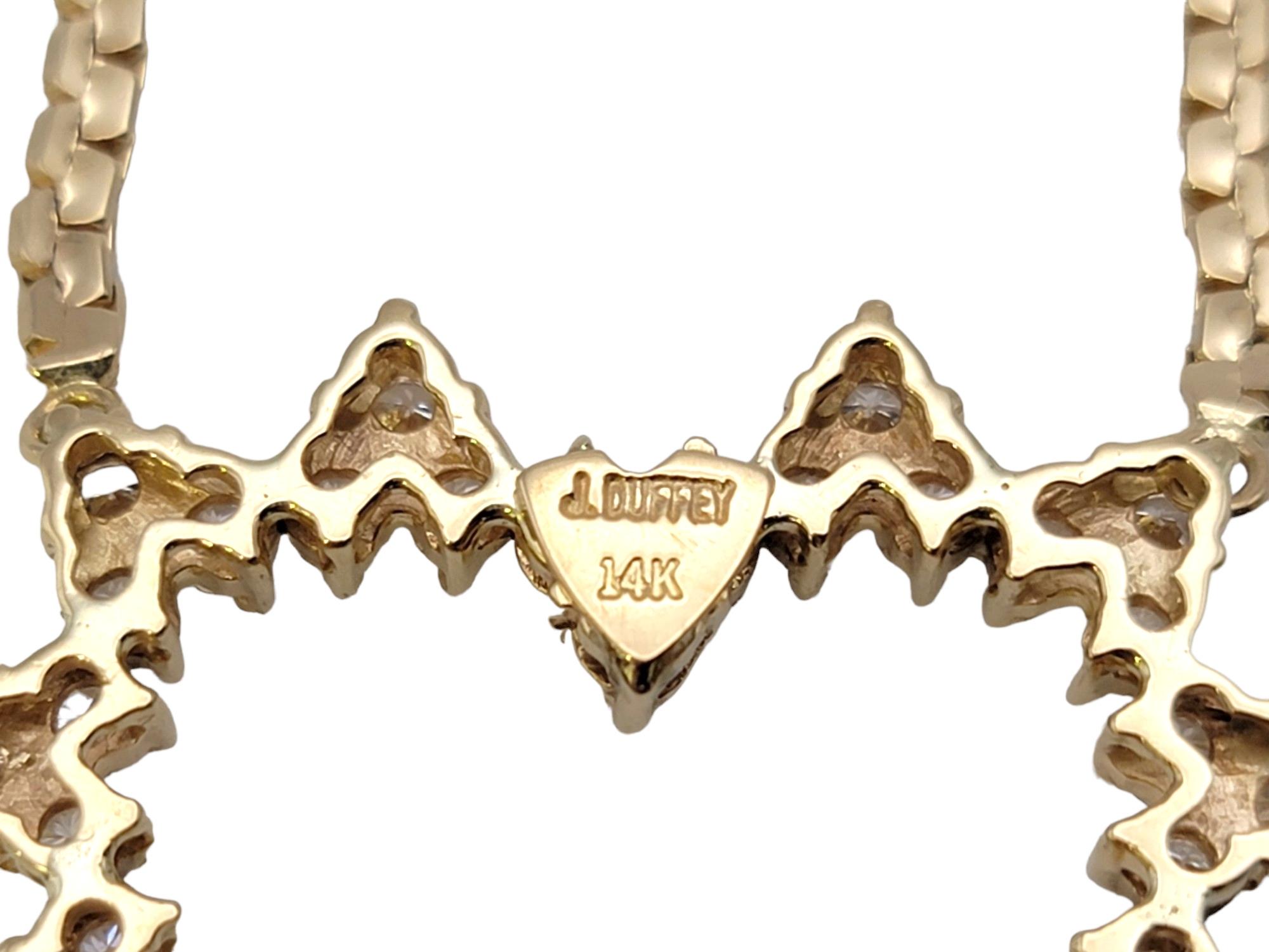J. Duffey Diamond Open Heart Pendant Necklace in 14 Karat Yellow Gold For Sale 7