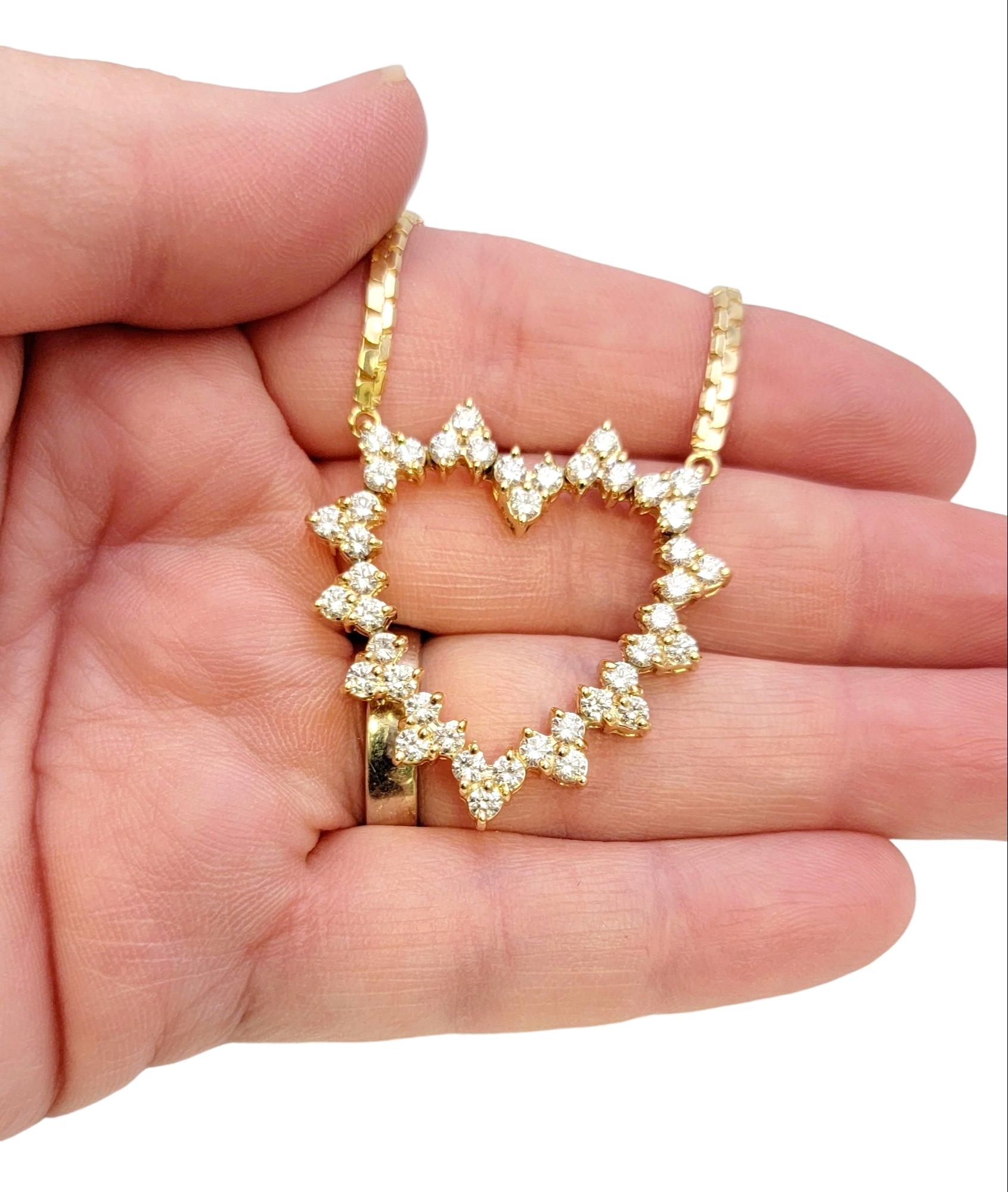 J. Duffey Diamond Open Heart Pendant Necklace in 14 Karat Yellow Gold For Sale 7