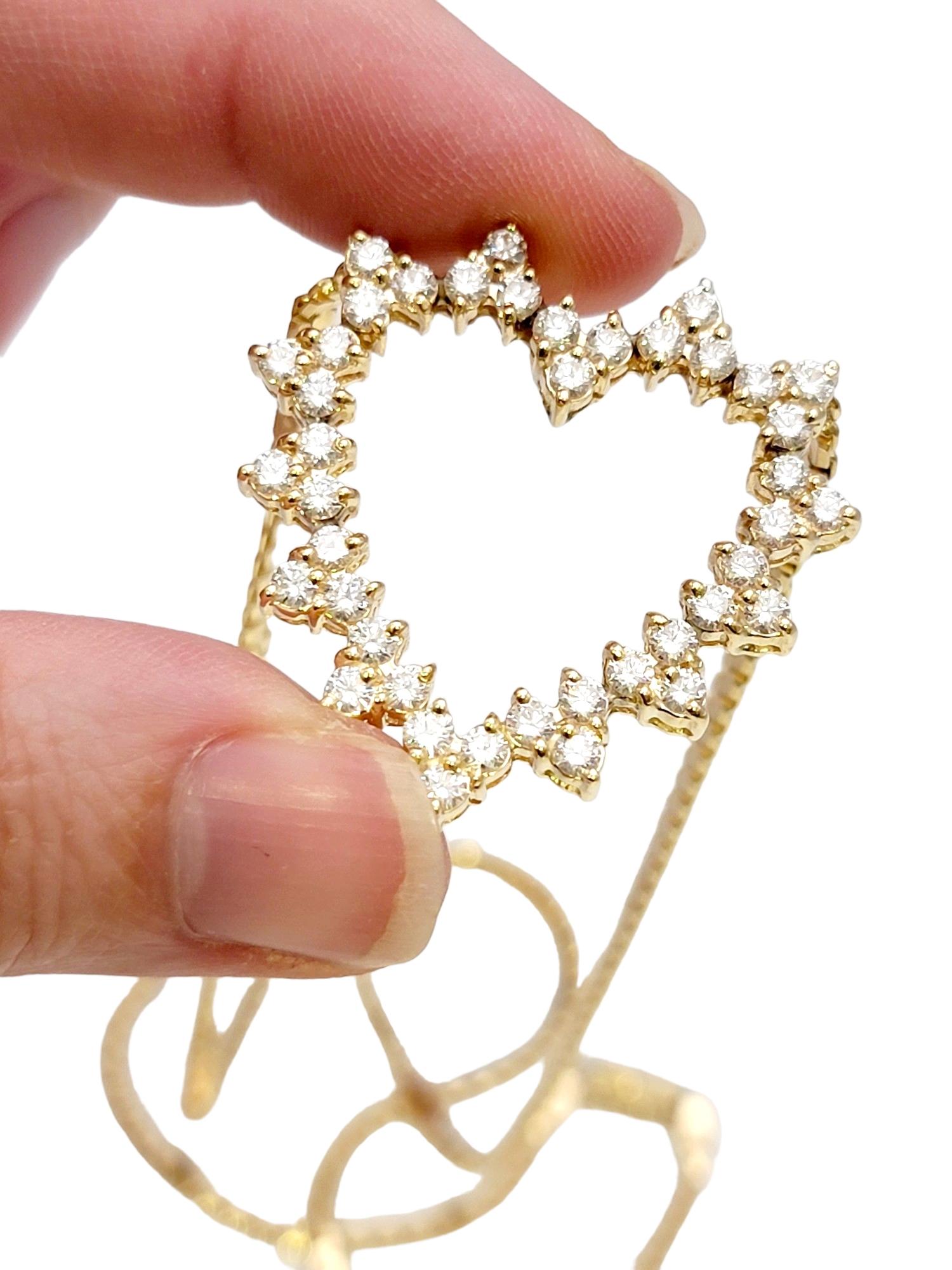 J. Duffey Diamond Open Heart Pendant Necklace in 14 Karat Yellow Gold For Sale 8