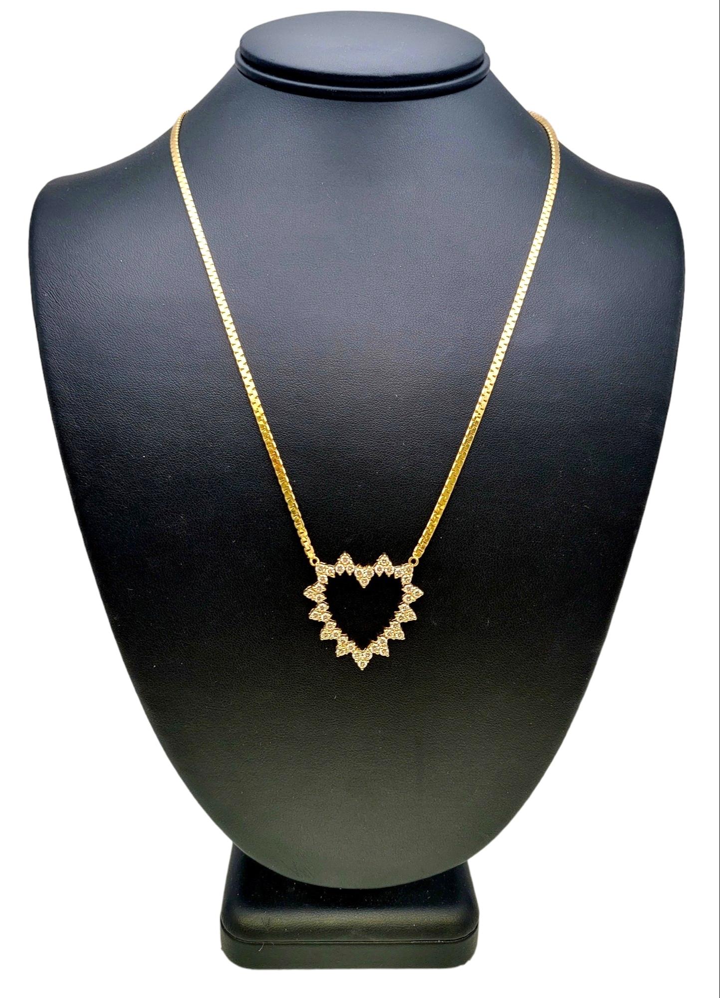 J. Duffey Diamond Open Heart Pendant Necklace in 14 Karat Yellow Gold For Sale 9