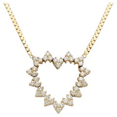 J. Duffey Diamond Open Heart Pendant Necklace in 14 Karat Yellow Gold