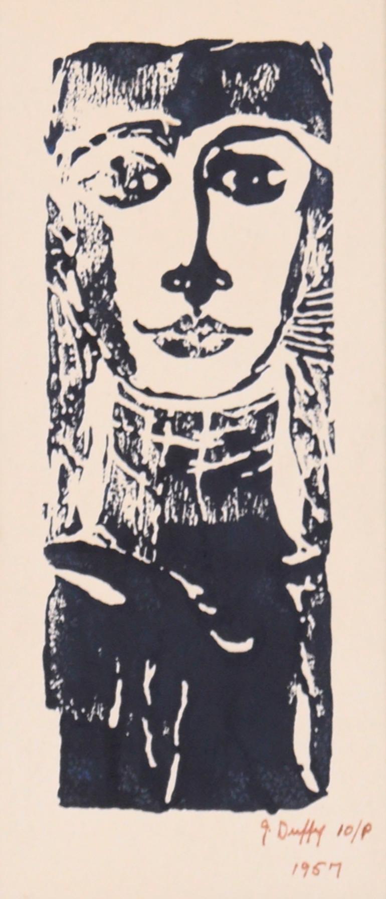 Portrait de femme sur bois - Print de J. Duffy