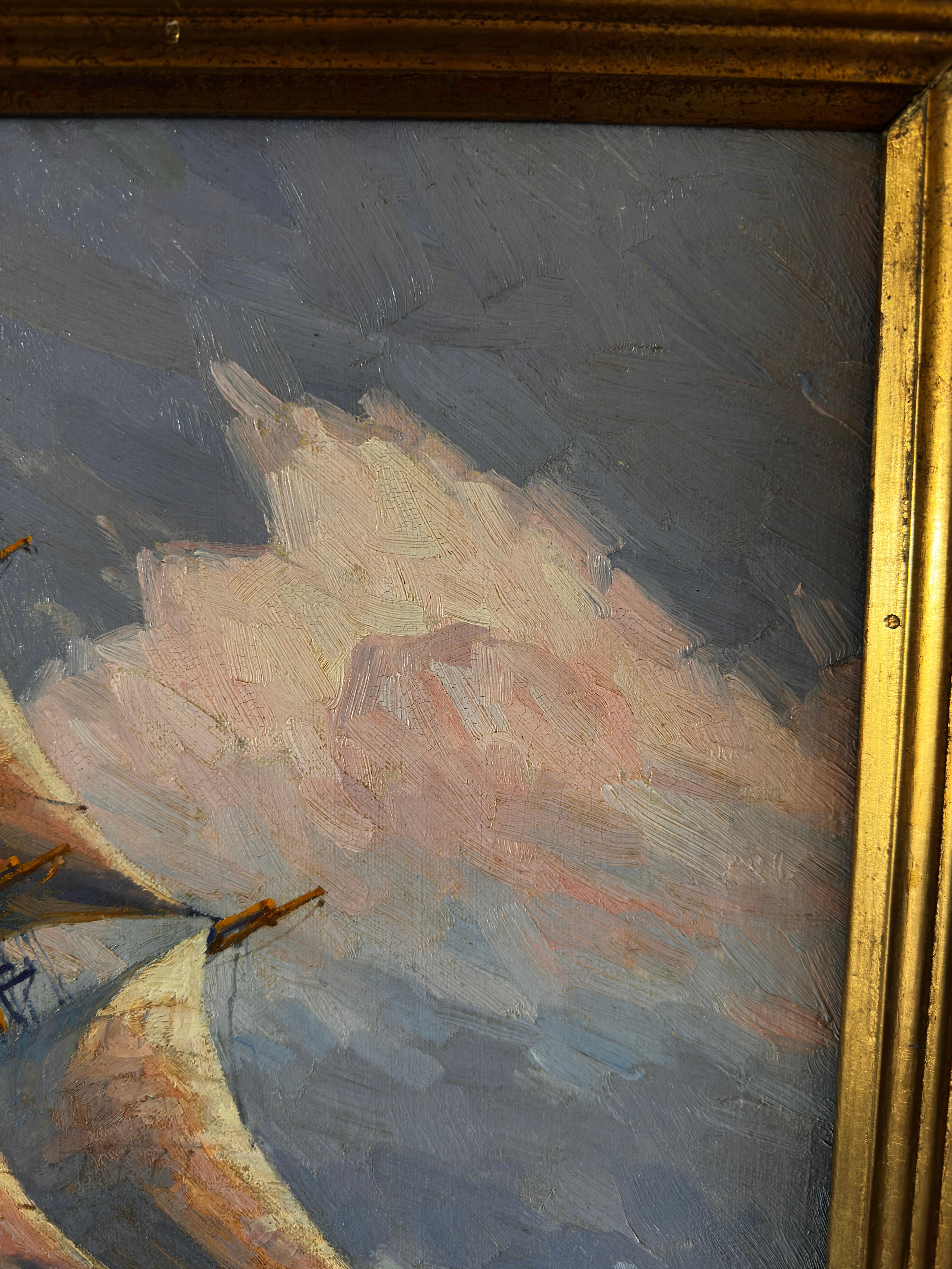 El peregrino de Brig - Landscape Painting Gris de J. Duncan Gleason