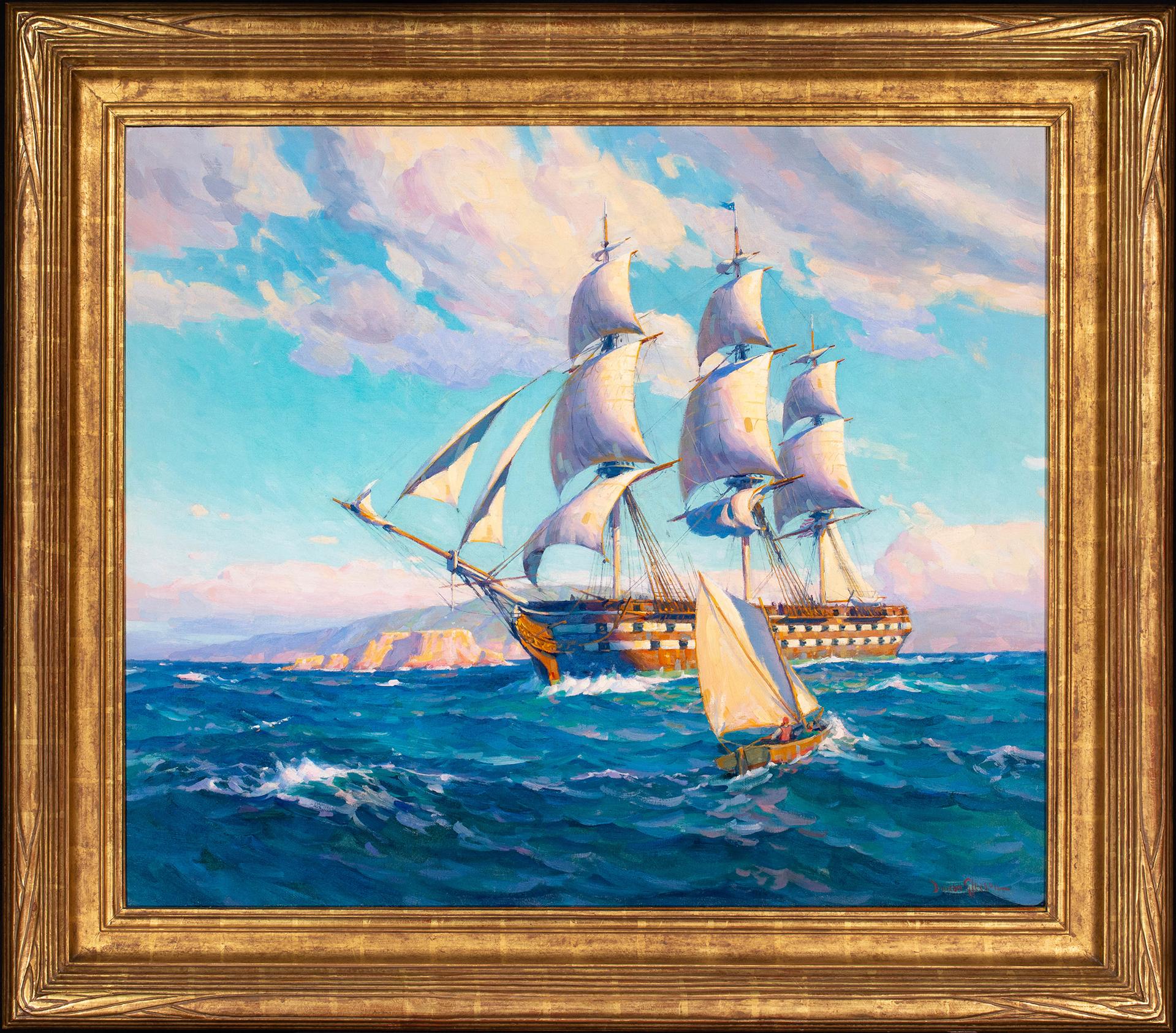 Die USS OHIO-Ledermanufaktur von San Pedro, 1849 – Painting von J. Duncan Gleason