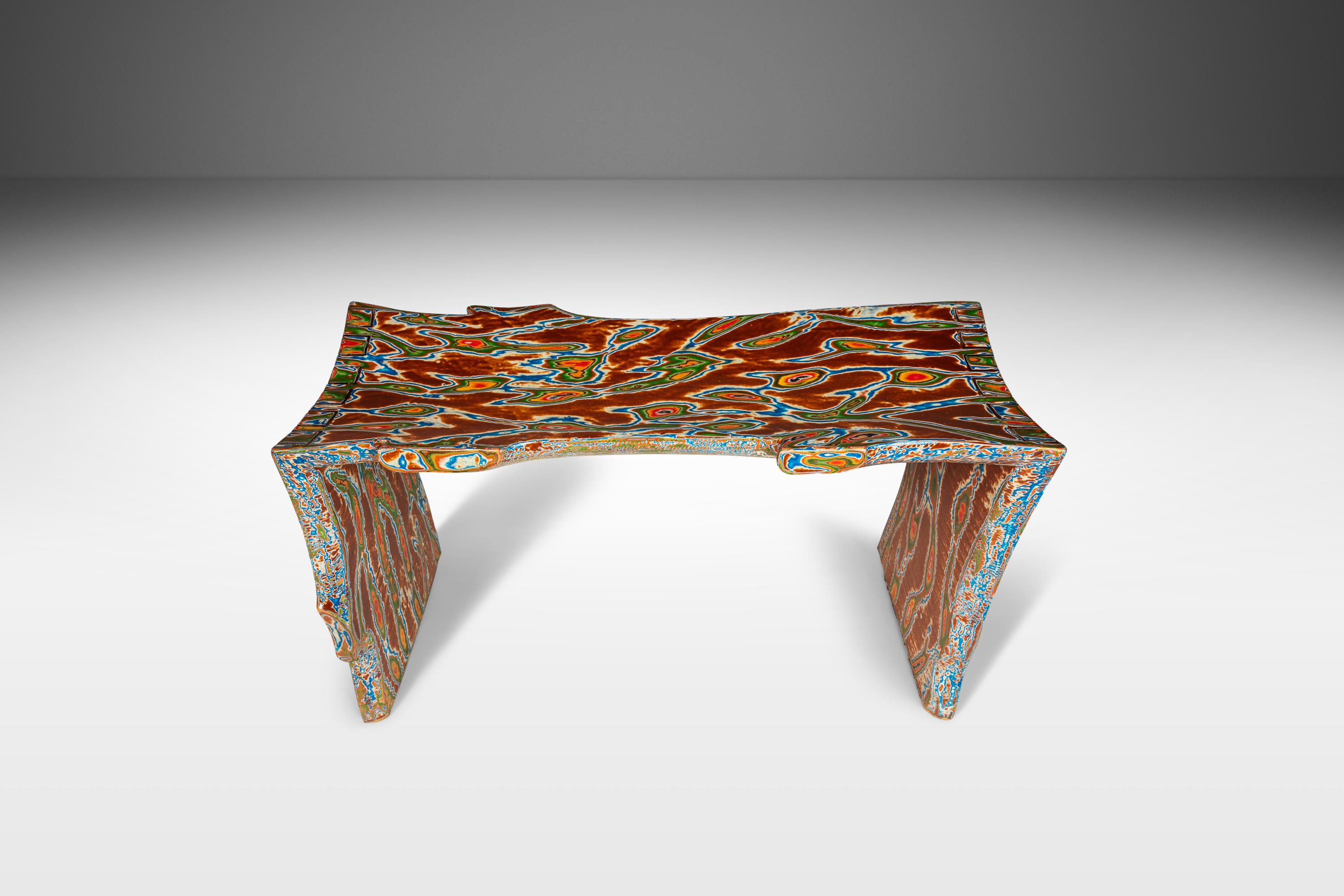 J. Dunklebarger Organic Modern Studio Craft Bentwood Asymmetrical Abstract Bench For Sale 4