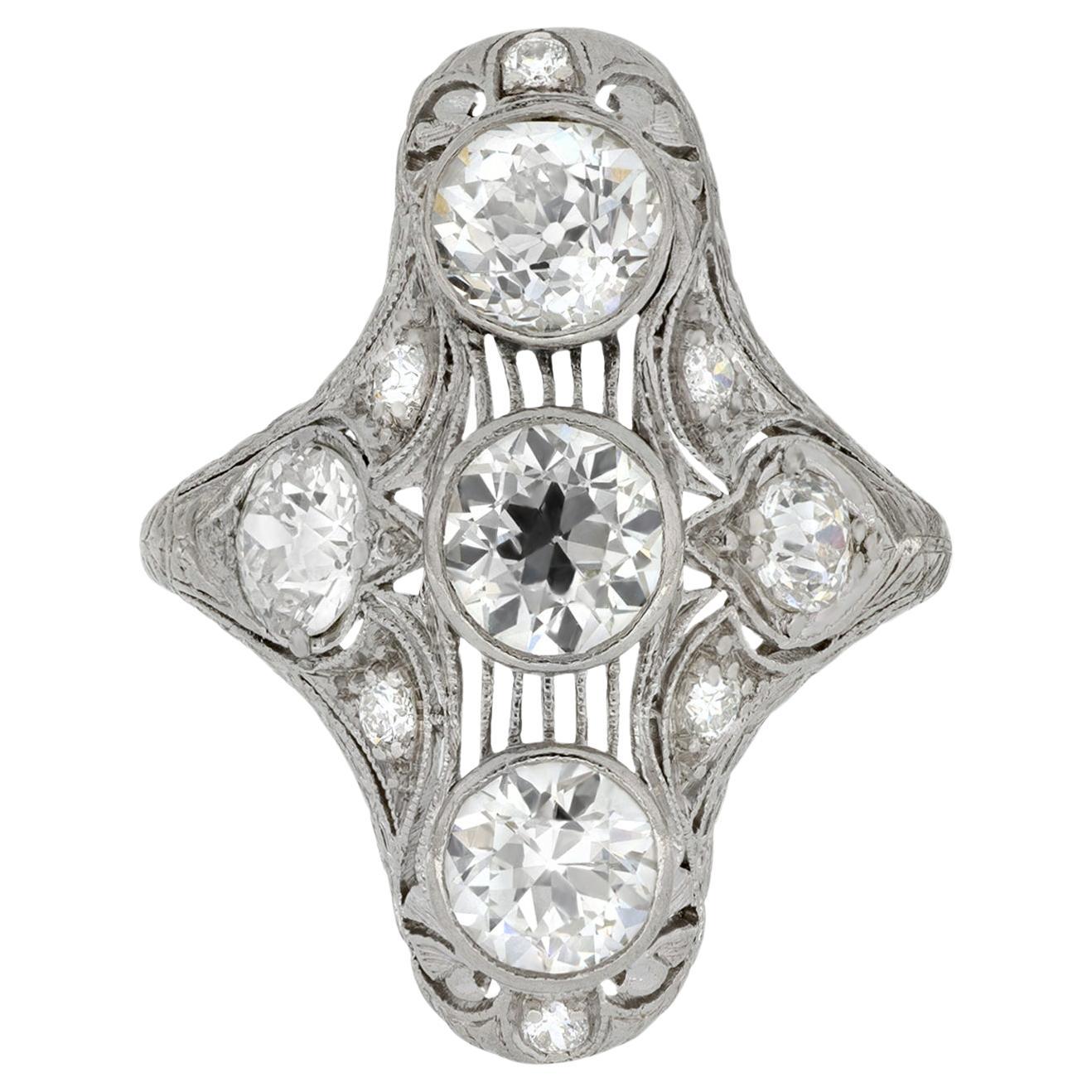 J. E. Caldwell Antique Diamond Cluster Ring, American, circa 1910