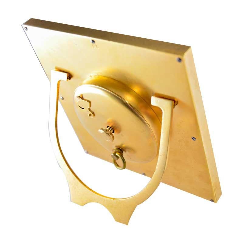J. E. Caldwell Art Deco Desk Clock Gilt Brass and Enamel 1930's 3