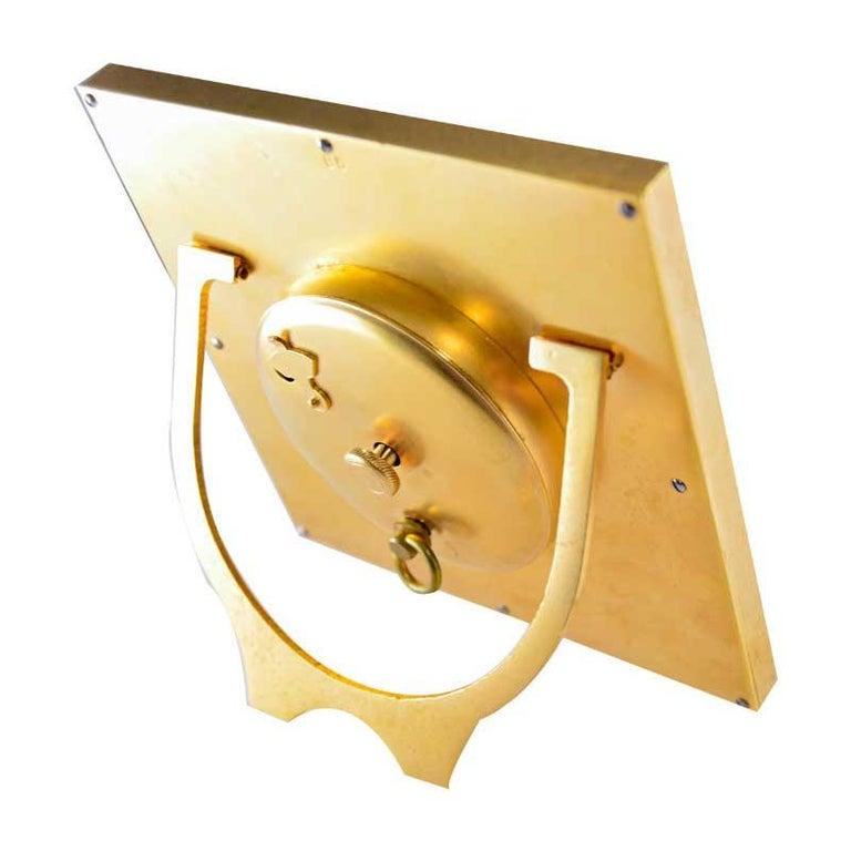 J. E. Caldwell Art Deco Desk Clock Gilt Brass and Enamel, 1930's For Sale at 1stDibs