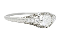 J. E. Caldwell & Co. Art Deco 0.56 Carat Diamond Platinum Engagement Ring