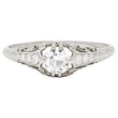 J. E. Caldwell & Co. Bague de fiançailles Art déco en platine avec diamants de 0,56 carat