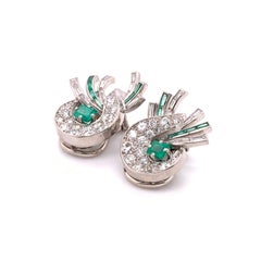 J. E. Caldwell Emerald and Diamond Earrings, circa 1940