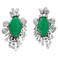 J. E. Caldwell jade diamond platinum cocktail earrings