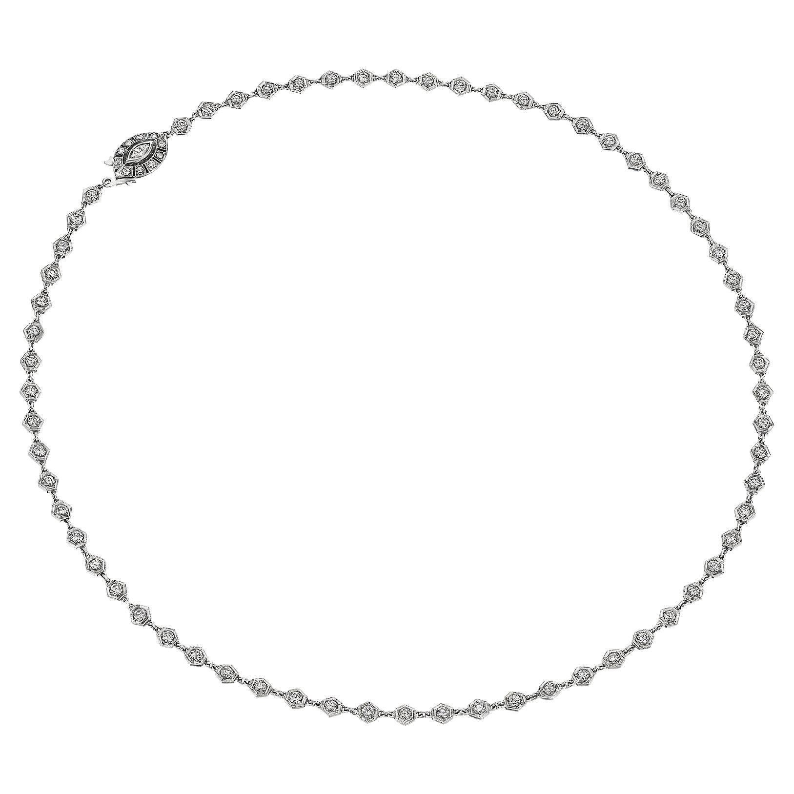 J. E. Caldwell of Philadelphia Collana in platino con diamanti in stile Art Déco in vendita