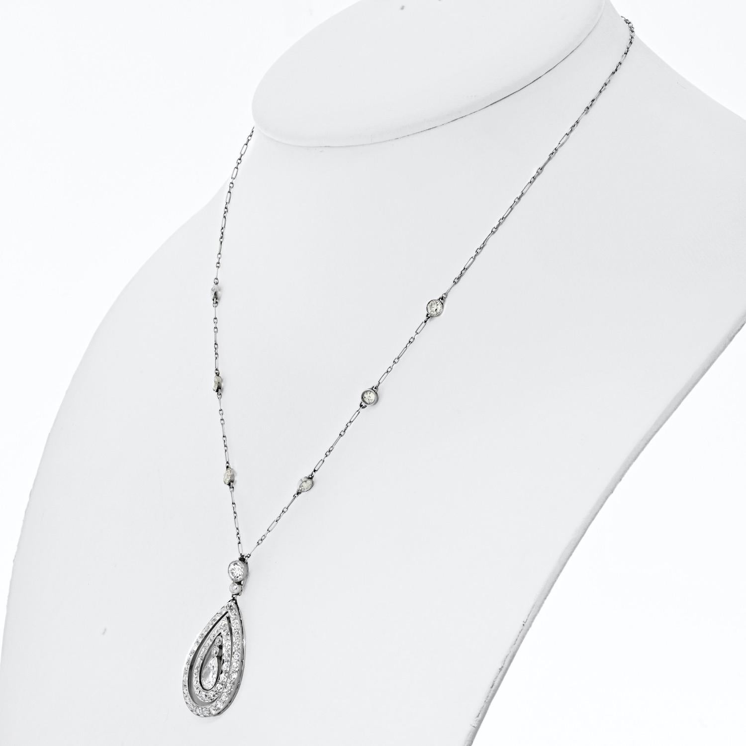 Introducing an exquisite estate diamond necklace crafted by the esteemed J.E. Caldwell, a name synonymous with luxury and exceptional craftsmanship. This stunning piece, made in platinum, features a dazzling array of 3.85 carats total weight of