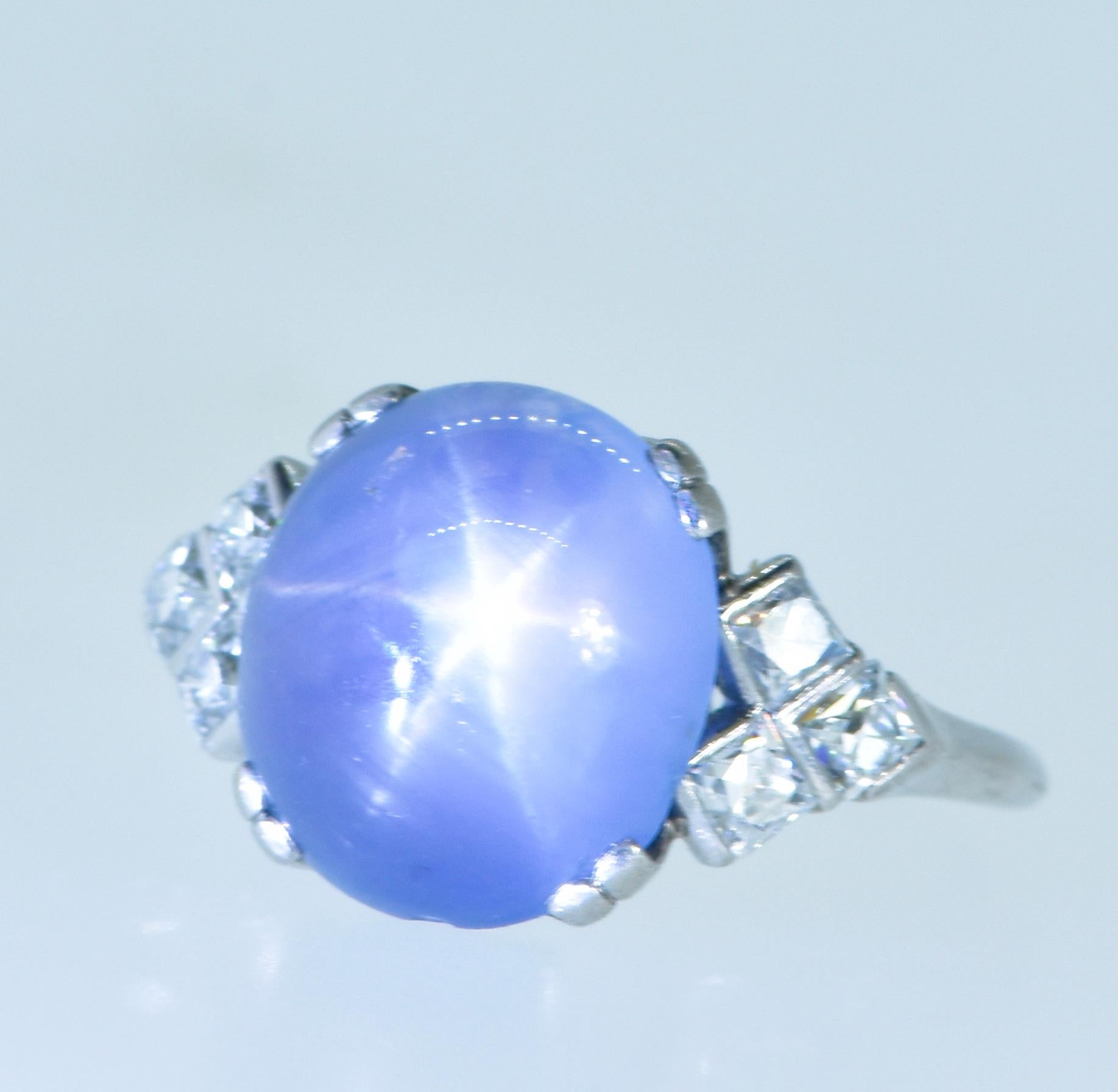 blue star sapphire ring with diamonds