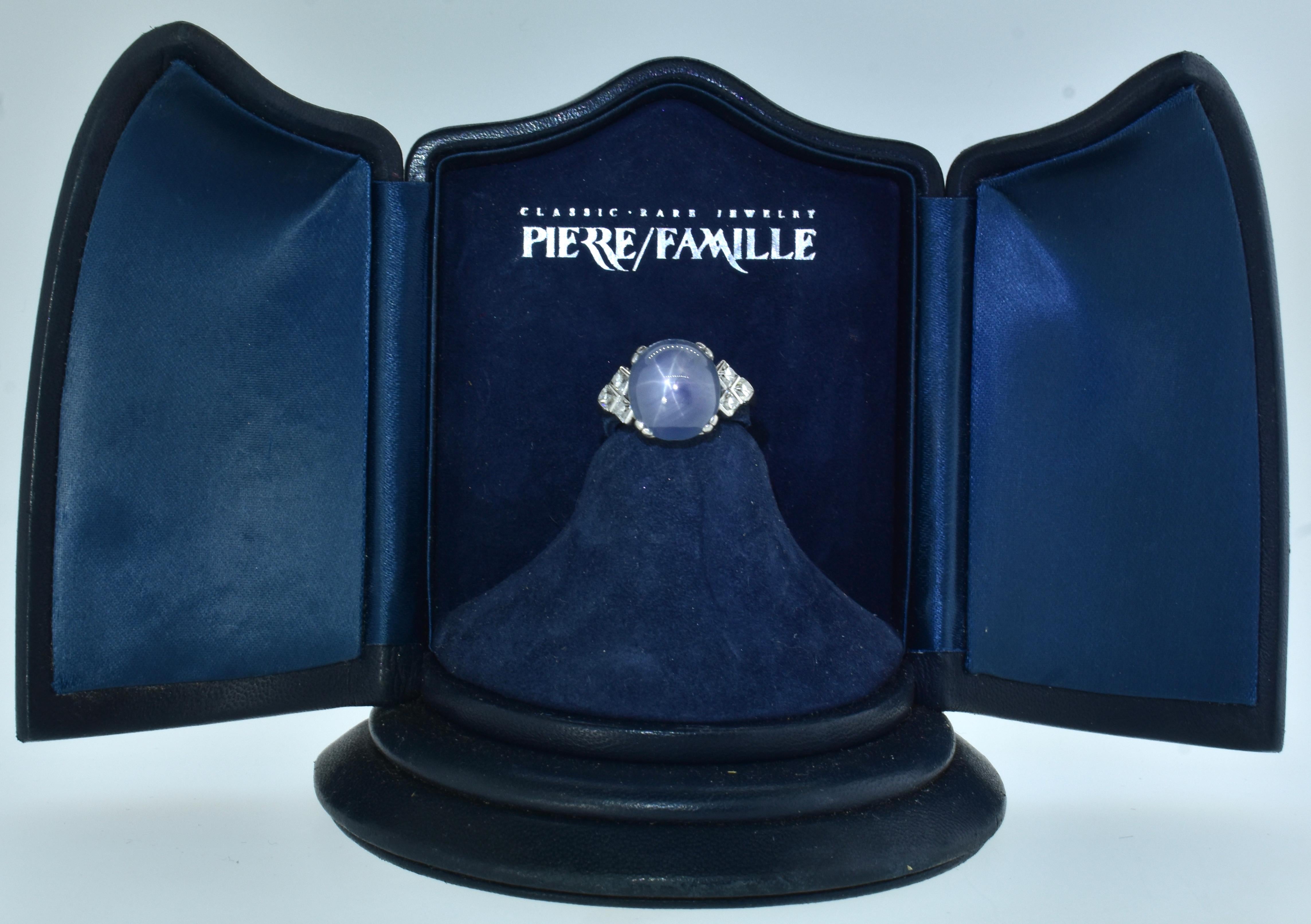 J. E. Caldwell Star Sapphire and Diamond Antique Platinum Ring, circa 1920 In Excellent Condition In Aspen, CO
