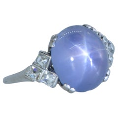 J. E. Caldwell Star Sapphire and Diamond Antique Platinum Ring, circa 1920