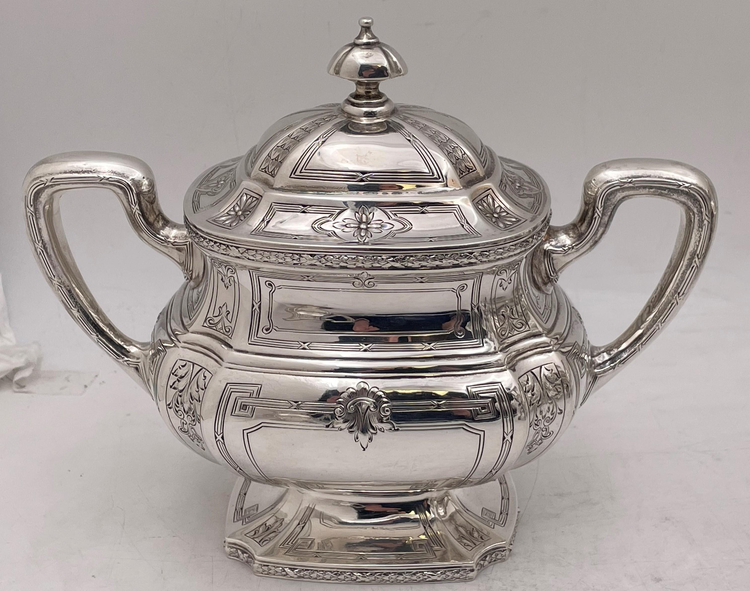 J. E. Caldwell Sterling Silver 8-Piece Tea & Coffee Set with Tray Early 20th C For Sale 3