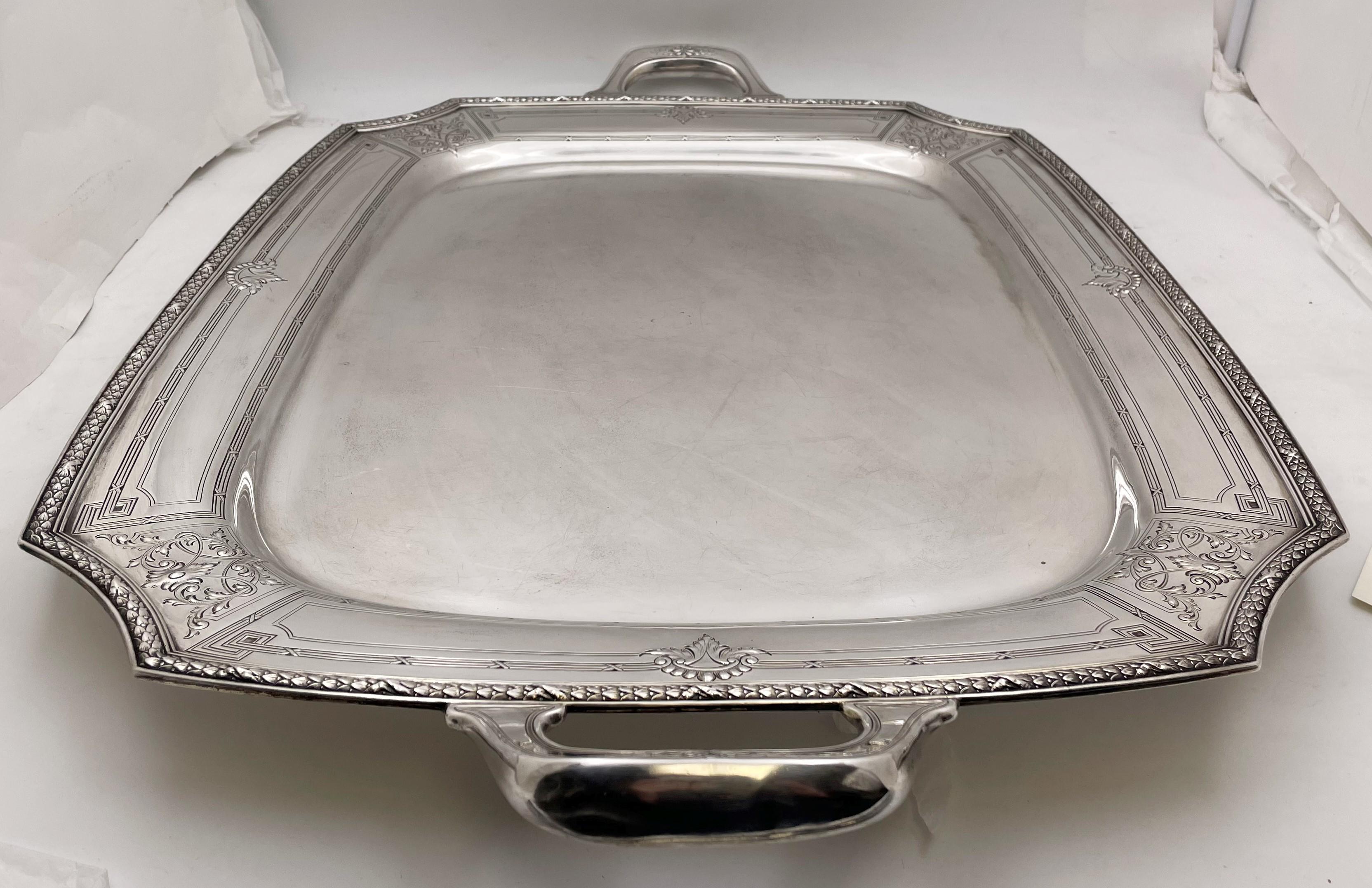 vintage silver tea set with tray