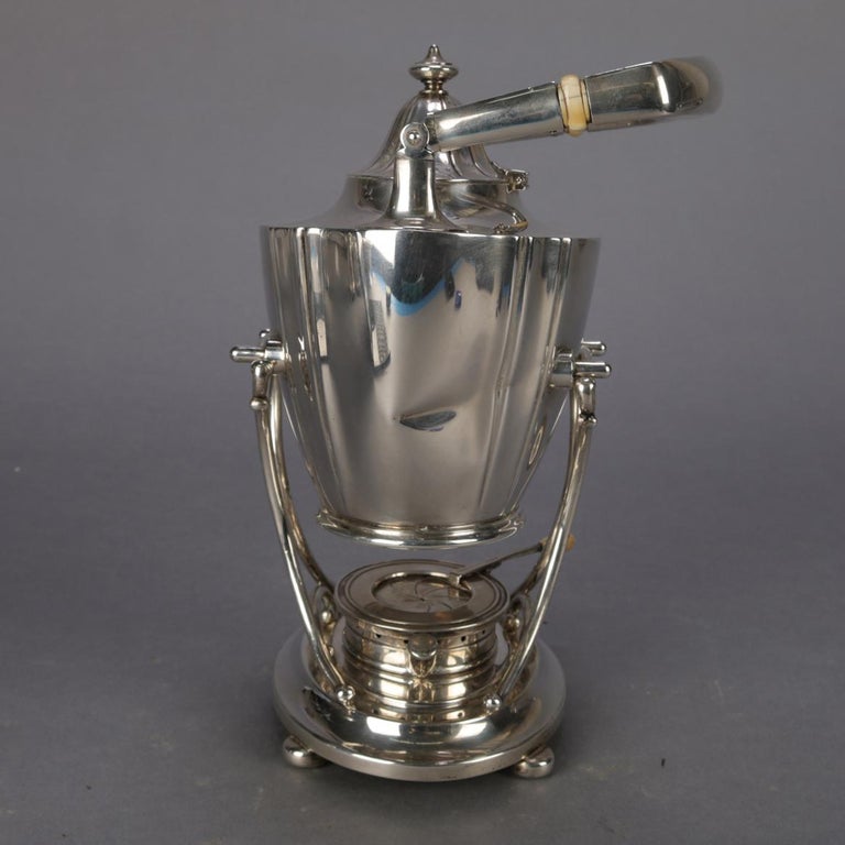J. E. Caldwell Sterling Silver Teapot on Warming Stand with Burner