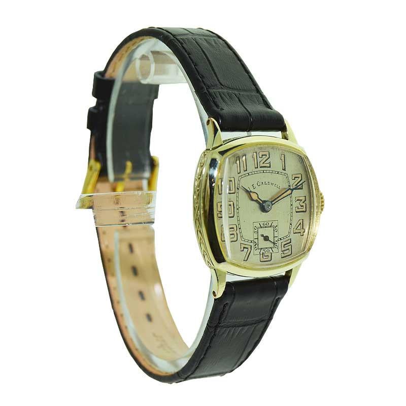 J E Caldwell Yellow Gold Filled Art Deco Watch with Original Dial In Excellent Condition In Long Beach, CA