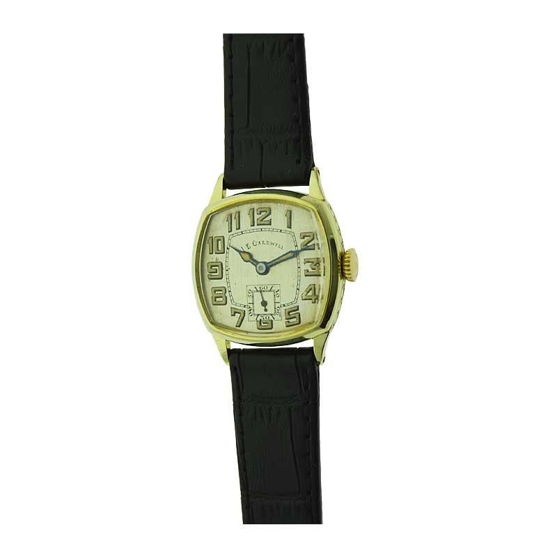 J E Caldwell Yellow Gold Filled Art Deco Watch with Original Dial 1
