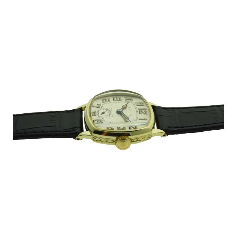 J E Caldwell Yellow Gold Filled Art Deco Watch with Original Dial 2