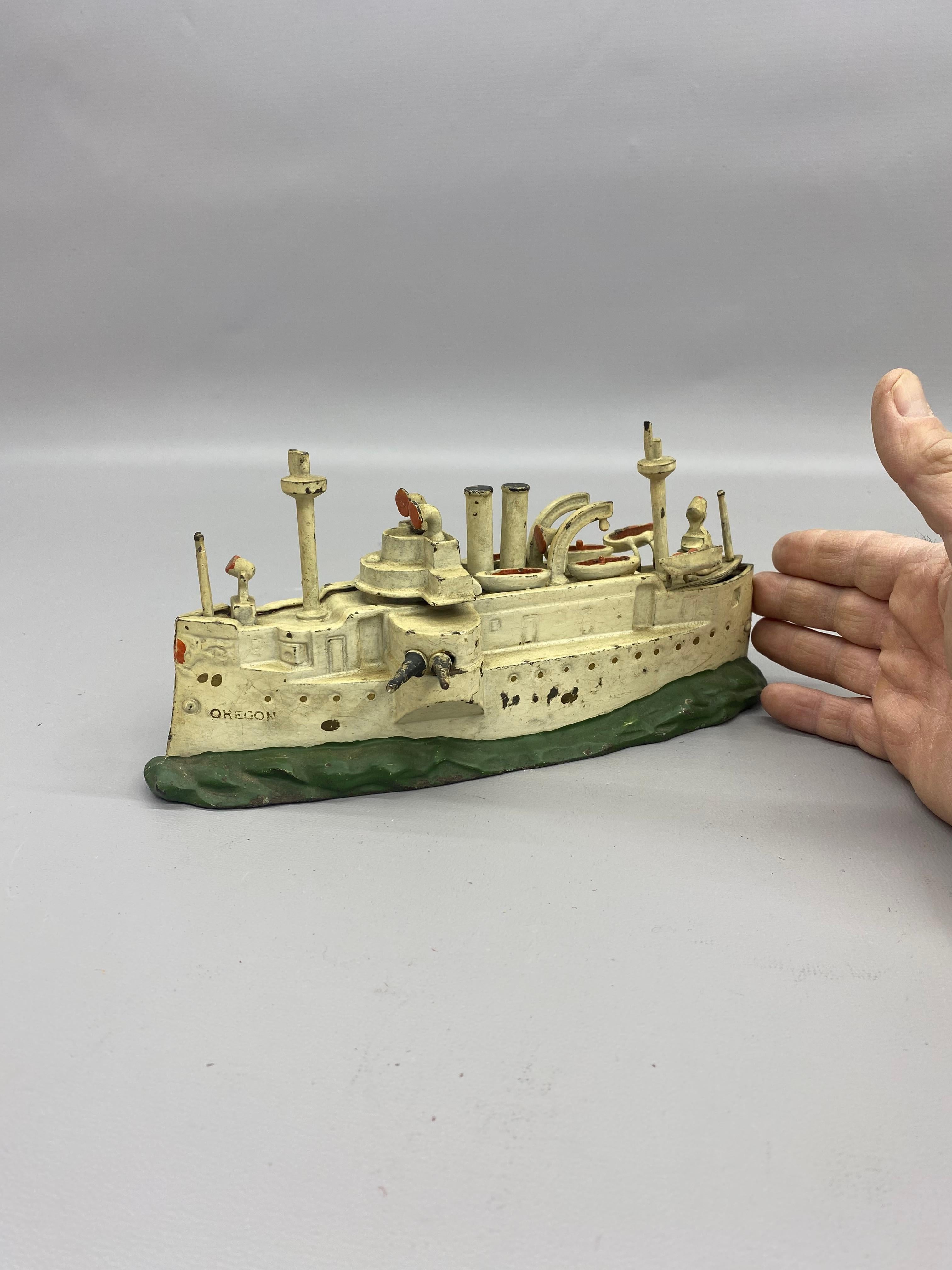 Metal J. & E. Stevens USS Oregon Battleship Still Bank