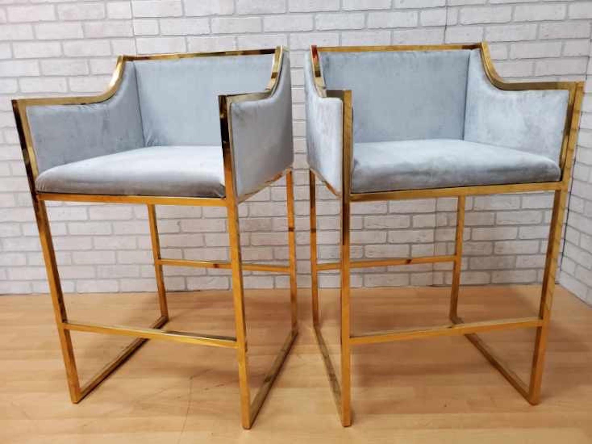 J Gold Style Taburetes de Bar - Pareja Art Decó en venta
