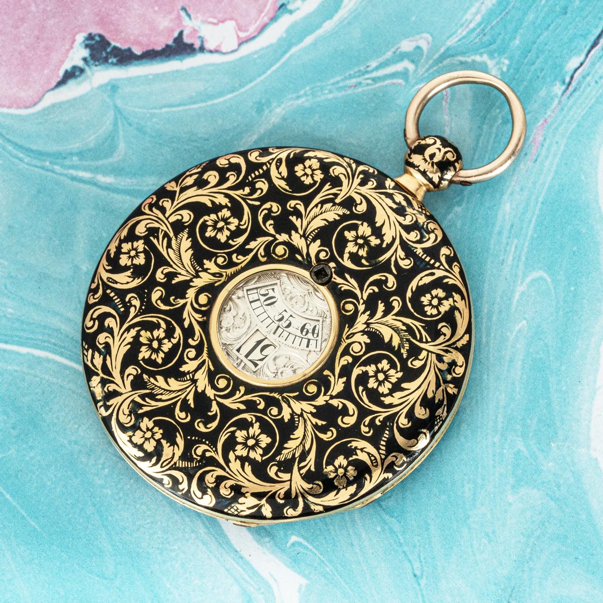 J. F. Bautte & Cie. Un raro orologio da tasca a ore saltanti in oro e smalto del 1810 in vendita 6