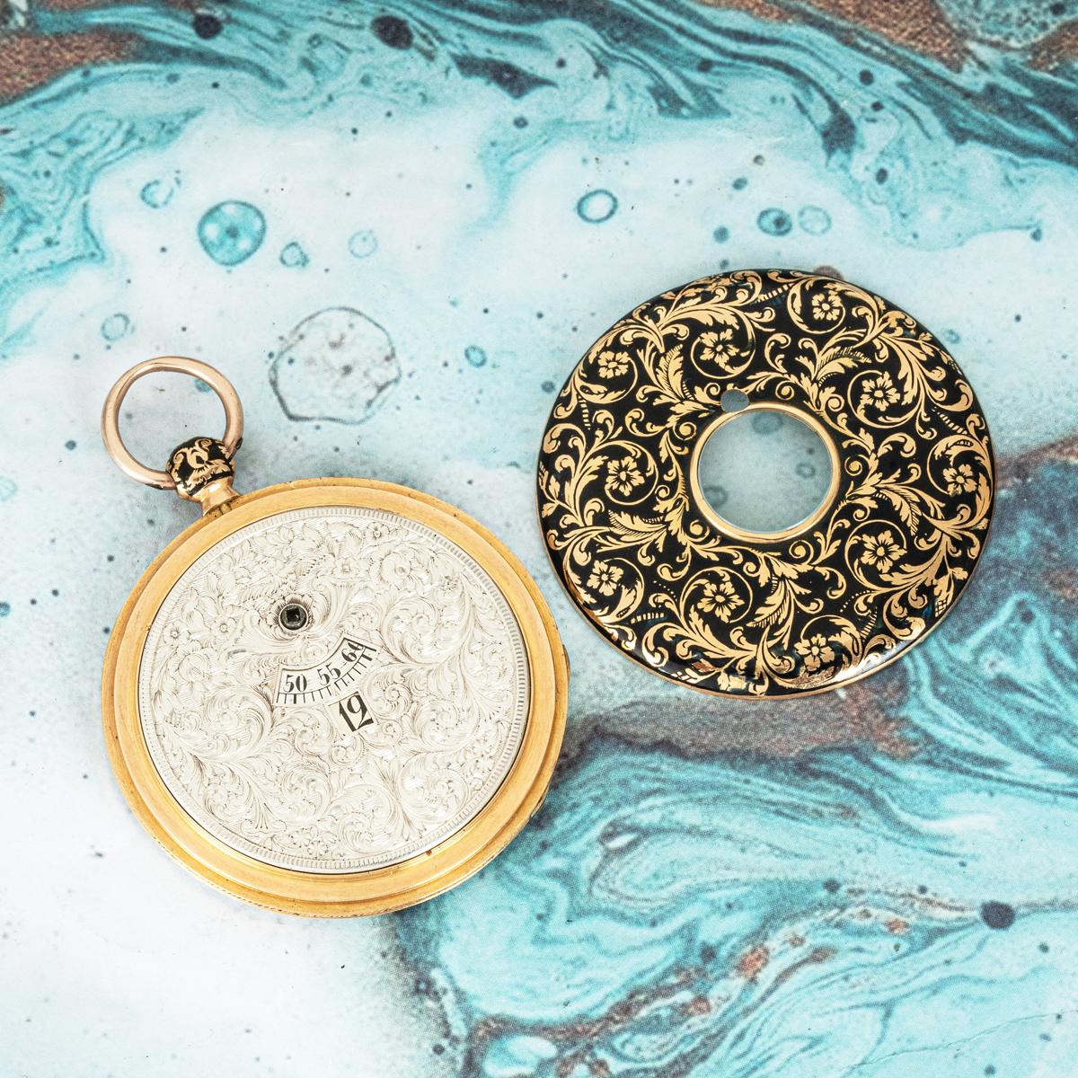 J. F. Bautte & Cie. Un raro orologio da tasca a ore saltanti in oro e smalto del 1810 In condizioni ottime in vendita a Mayfair, London, London