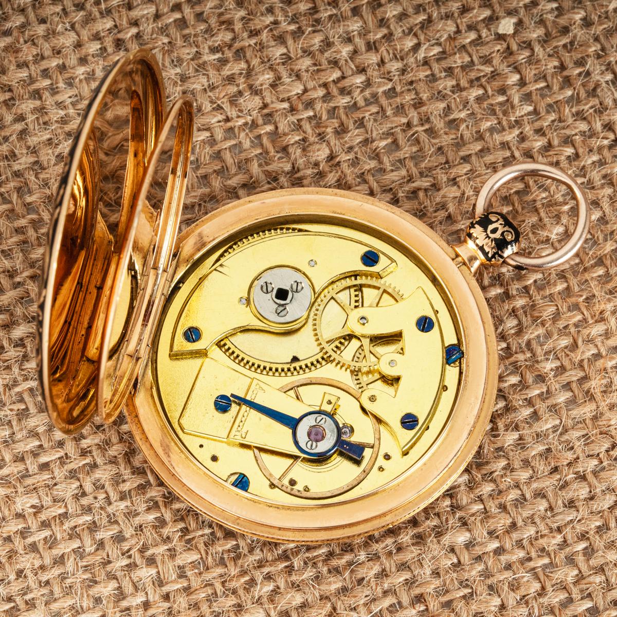 J. F. Bautte & Cie. Un raro orologio da tasca a ore saltanti in oro e smalto del 1810 in vendita 2