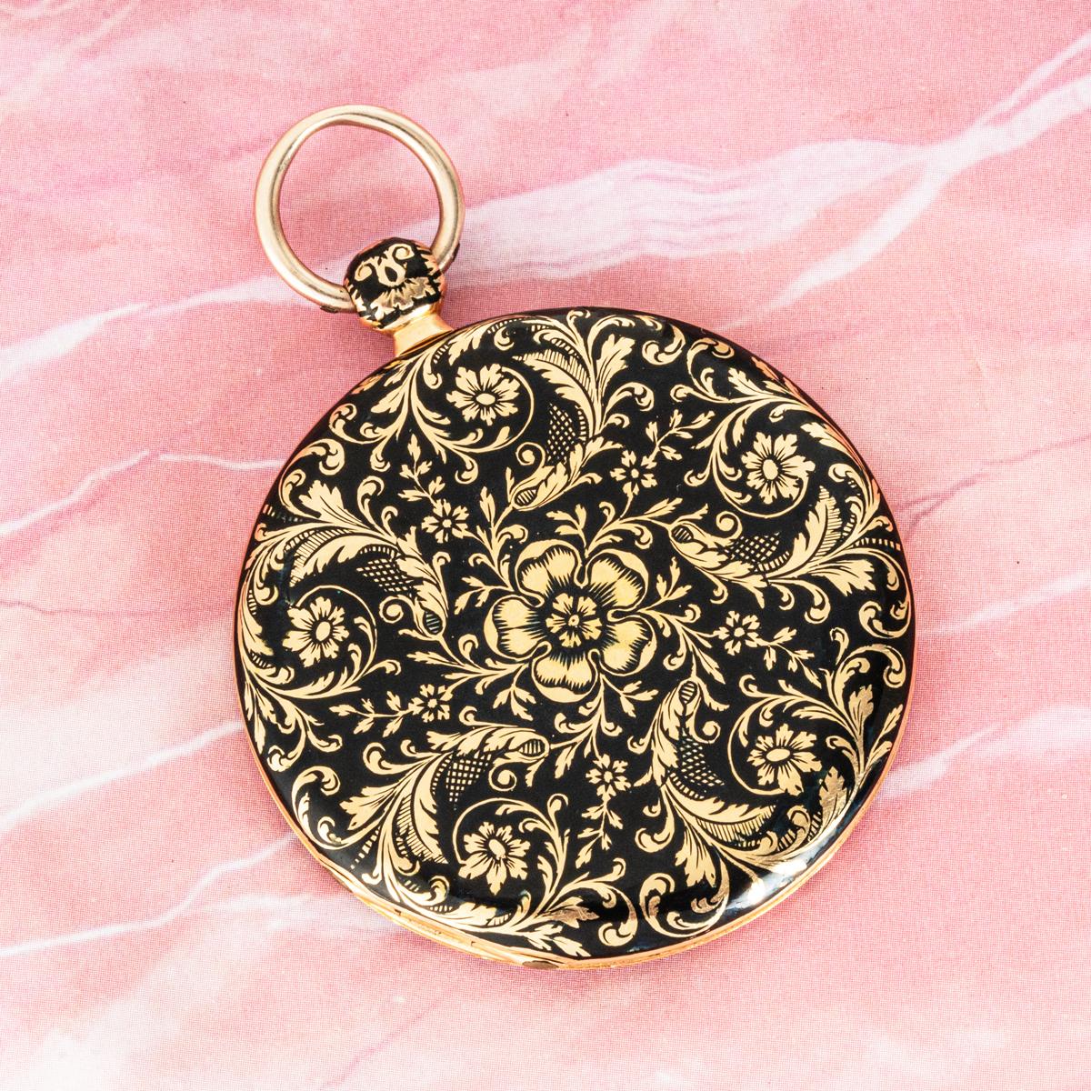 J. F. Bautte & Cie. Un raro orologio da tasca a ore saltanti in oro e smalto del 1810 in vendita 3