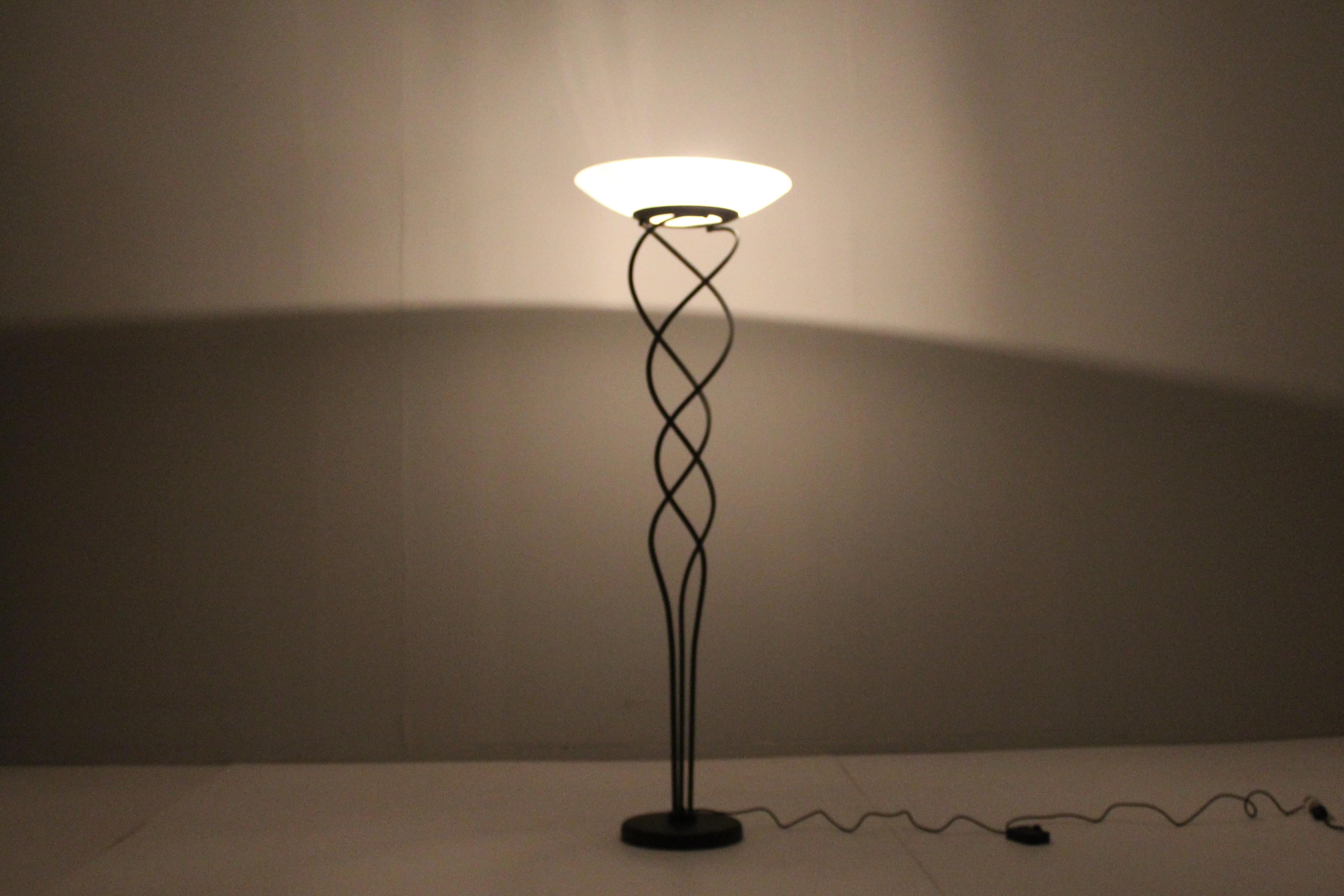 J. F. Crochet for S. Terzani Wrought Iron and Murano Glass Floor Lamp 80s Italy For Sale 3